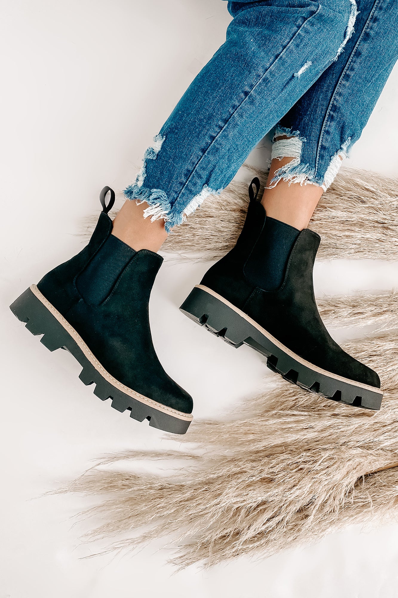 City Classic Faux Suede Booties (Black)-The Formal Wear