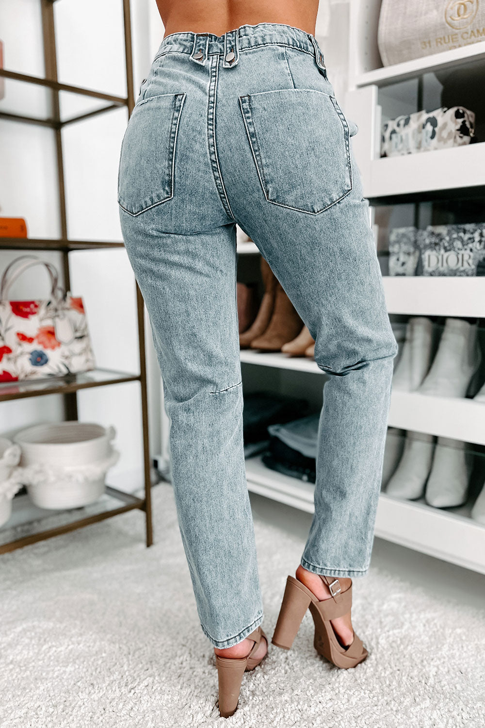 Pulling You Closer Drawstring Waist Mom Jeans (Light)-The Formal Wear