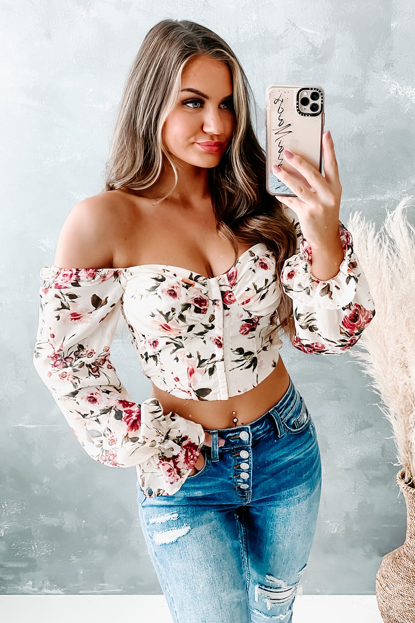 At My Finest Floral Corset Crop Top (Stone Mauve)-The Formal Wear