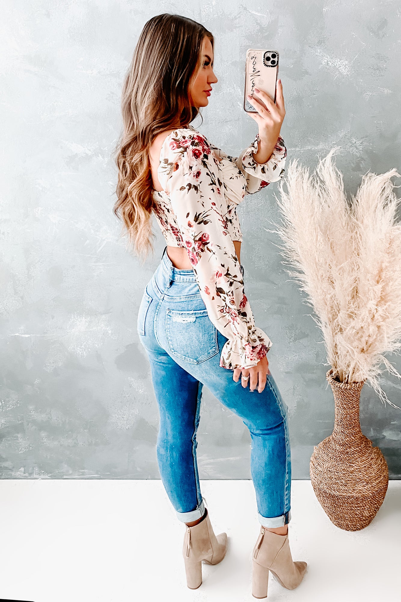 At My Finest Floral Corset Crop Top (Stone Mauve)-The Formal Wear