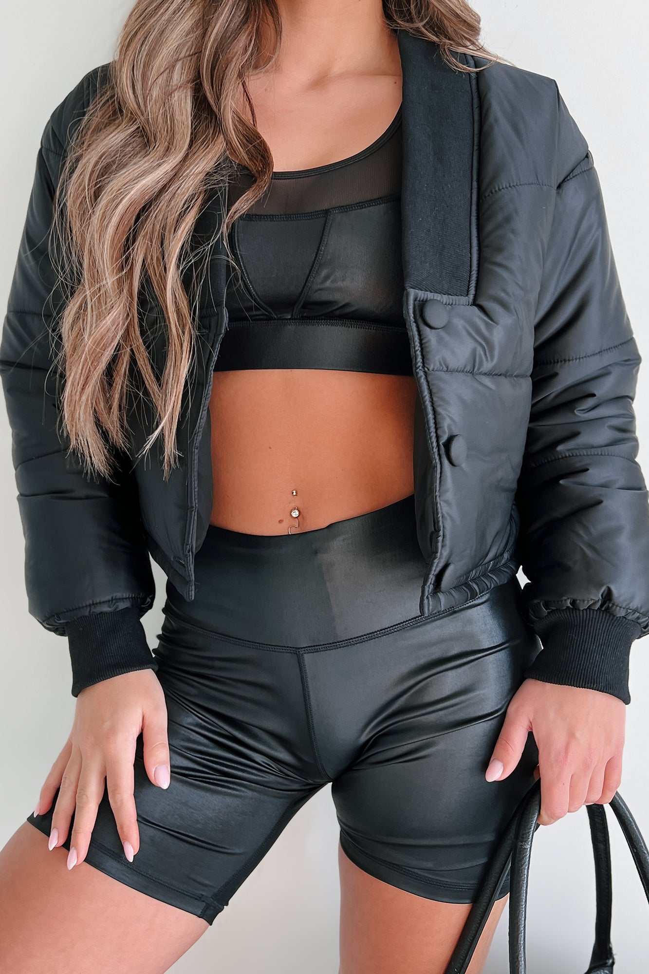 Might Surprise You Padded Crop Jacket (Black)-The Formal Wear