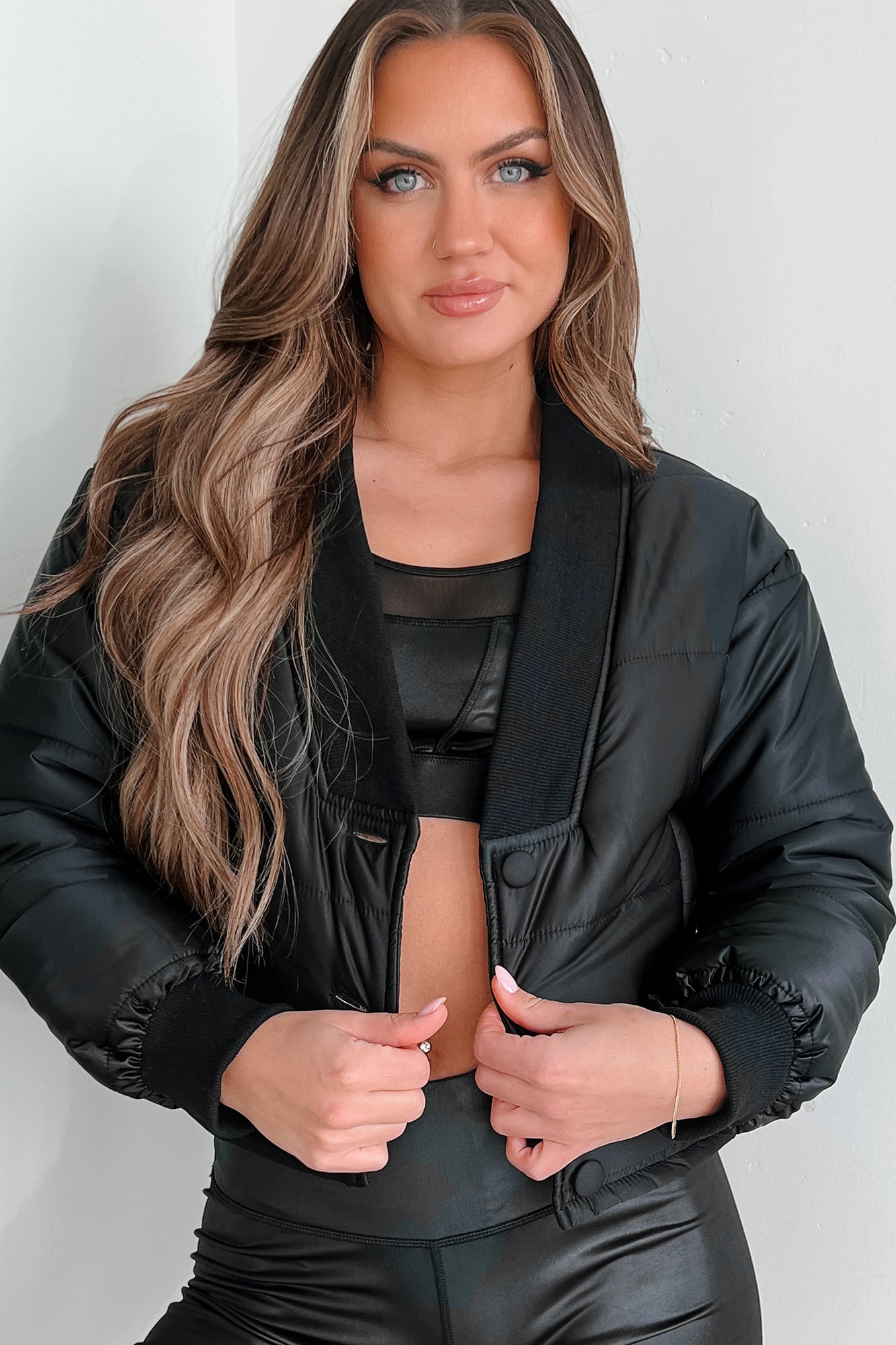 Might Surprise You Padded Crop Jacket (Black)-The Formal Wear