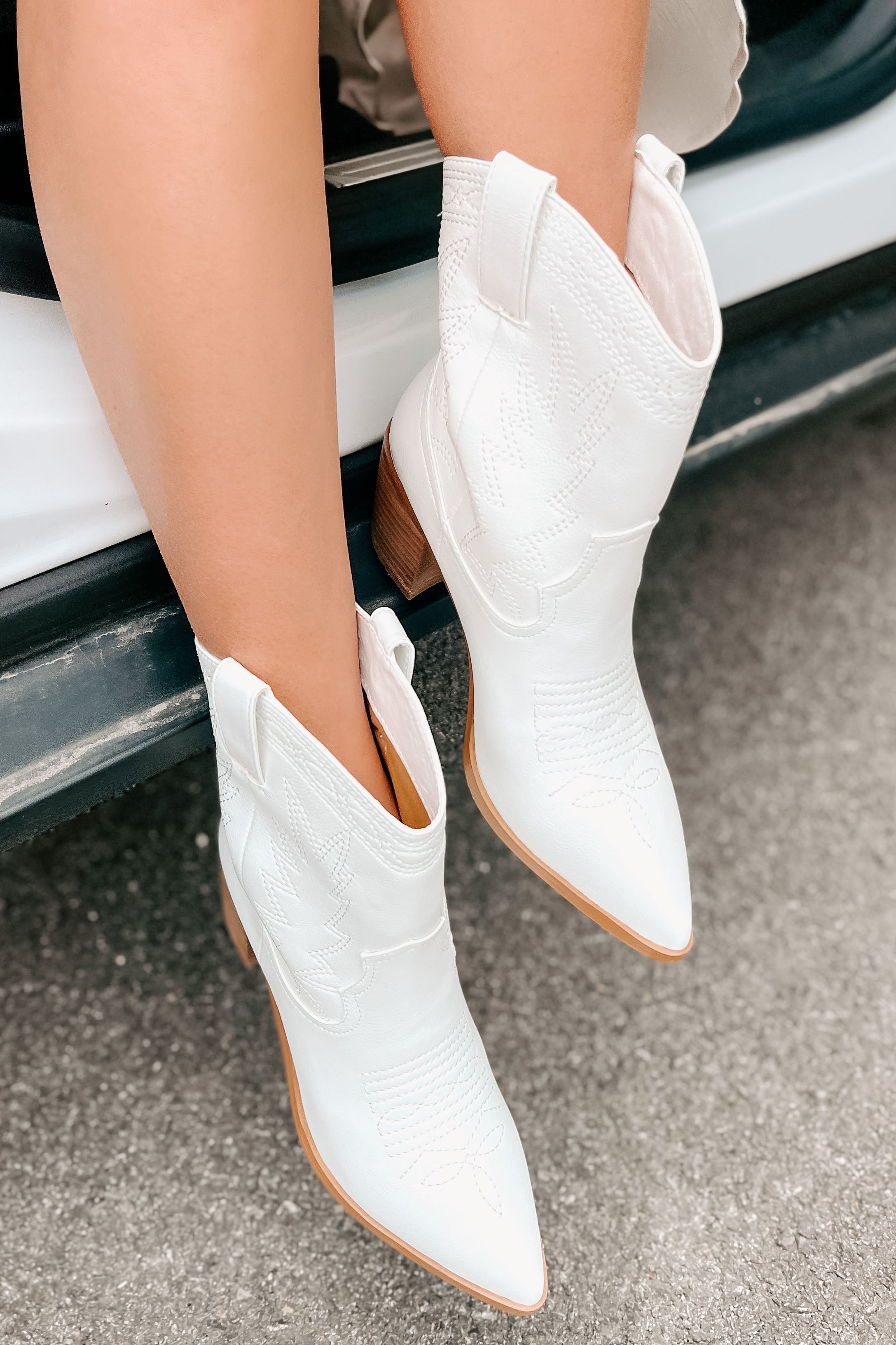Nayli Western Billini Booties (White)-The Formal Wear