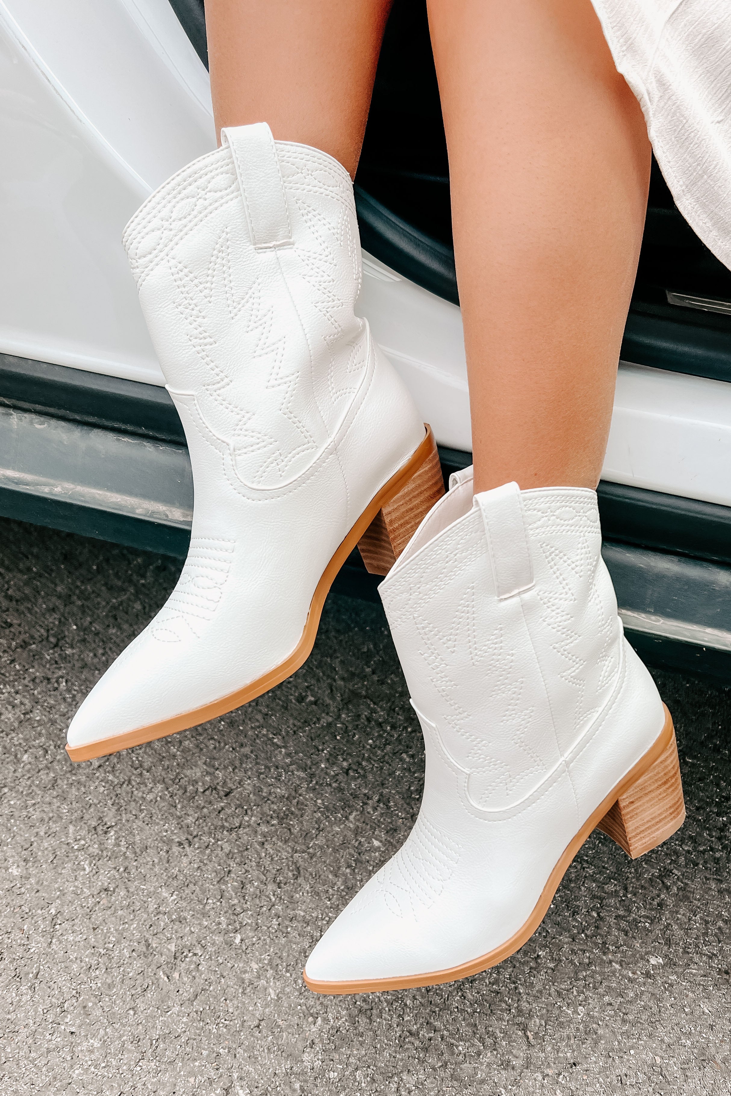 Nayli Western Billini Booties (White)-The Formal Wear