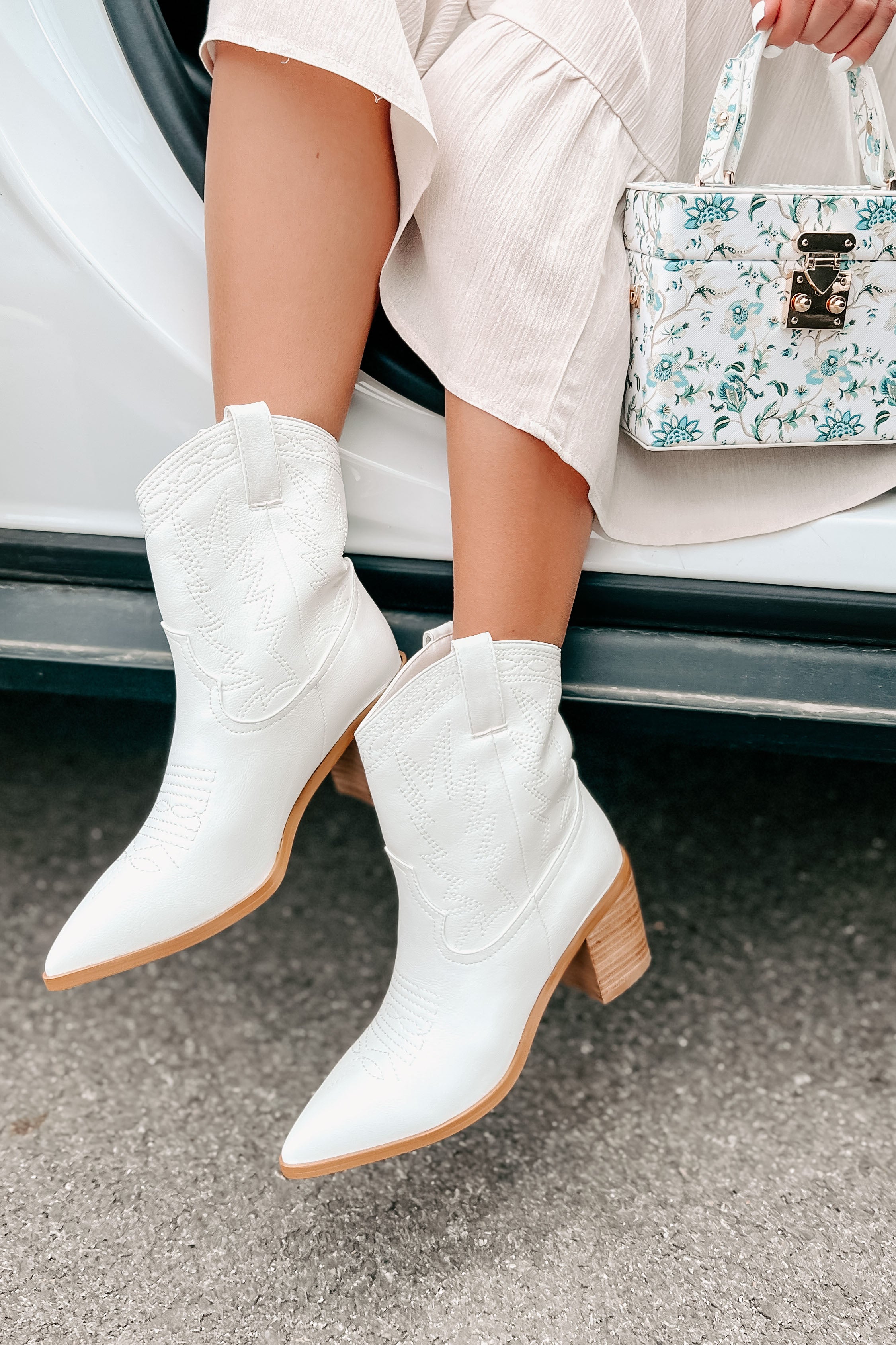 Nayli Western Billini Booties (White)-The Formal Wear