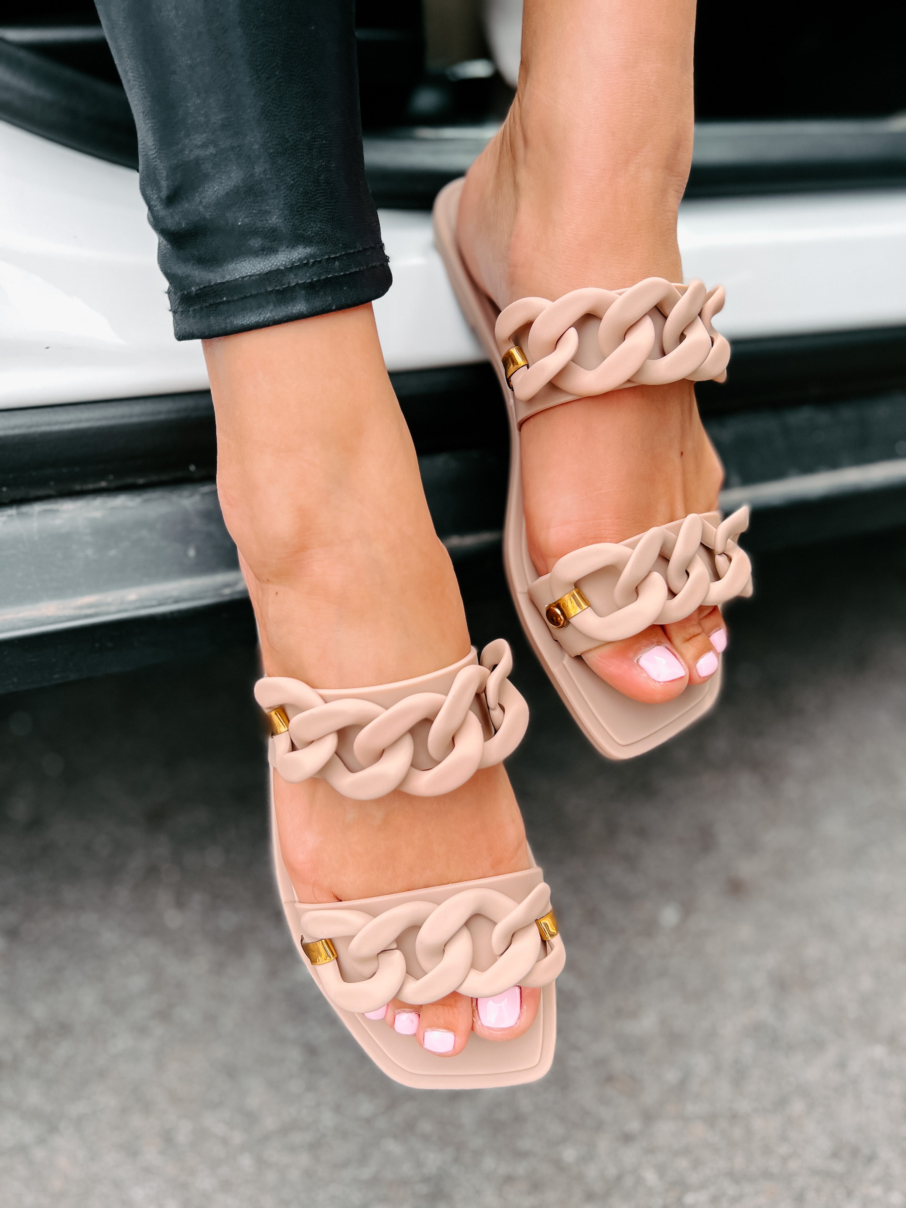 Playing Along Double Strap Jelly Sandals (Blush Matte)-The Formal Wear