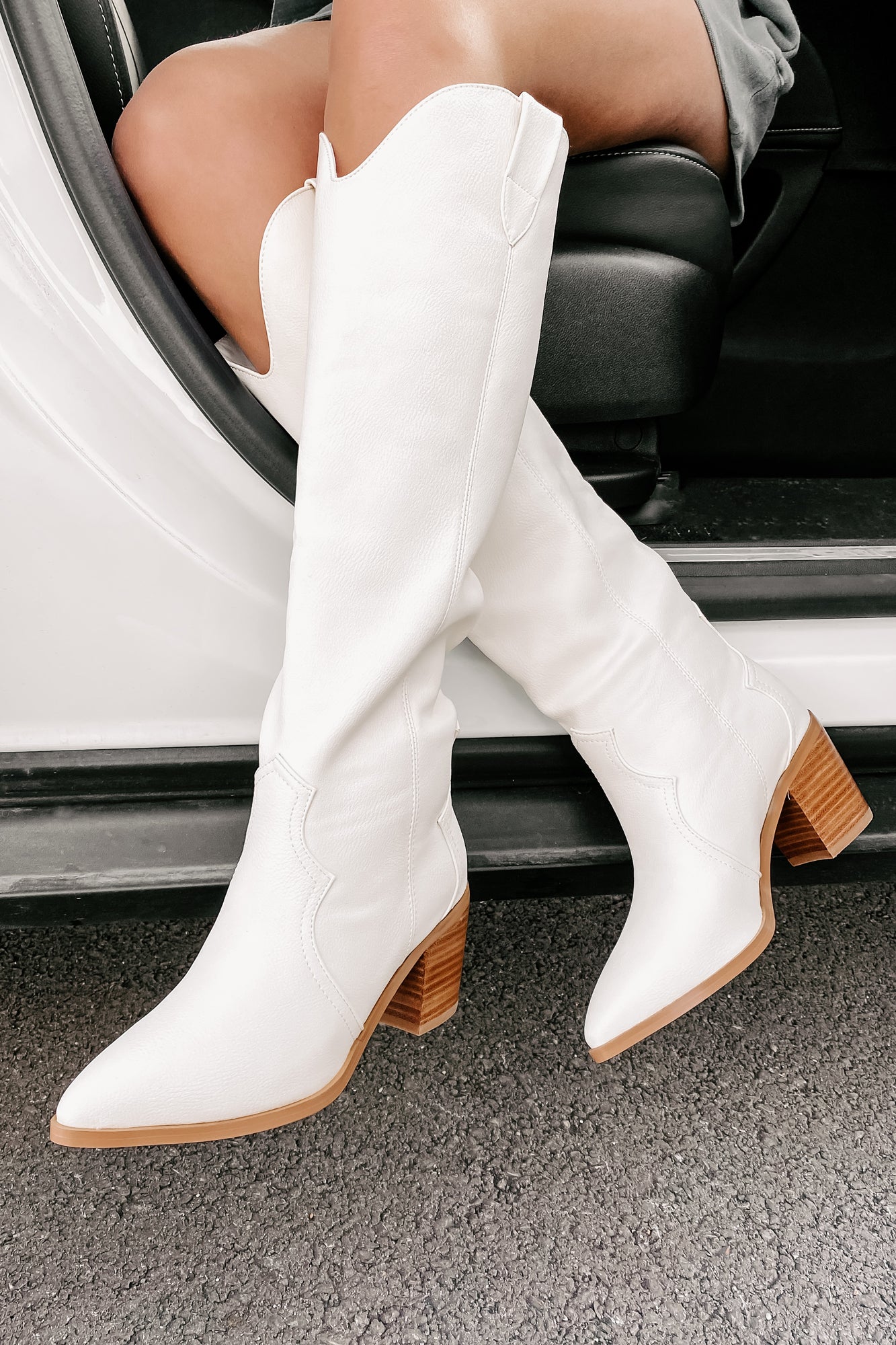 Novena Knee High Western Boots (Off White)-The Formal Wear