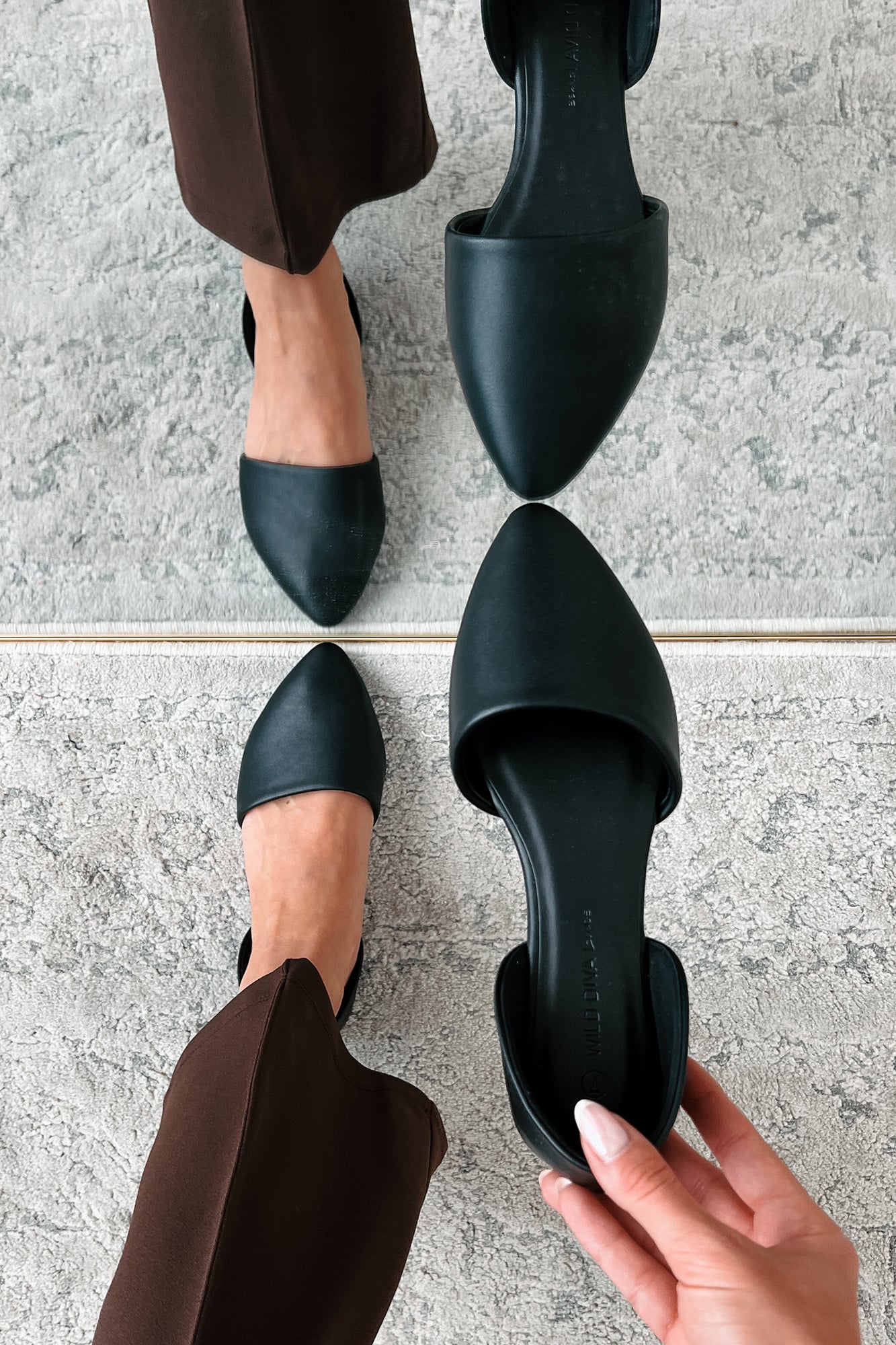 Pippa Pointed Toe Flats (Black)-The Formal Wear