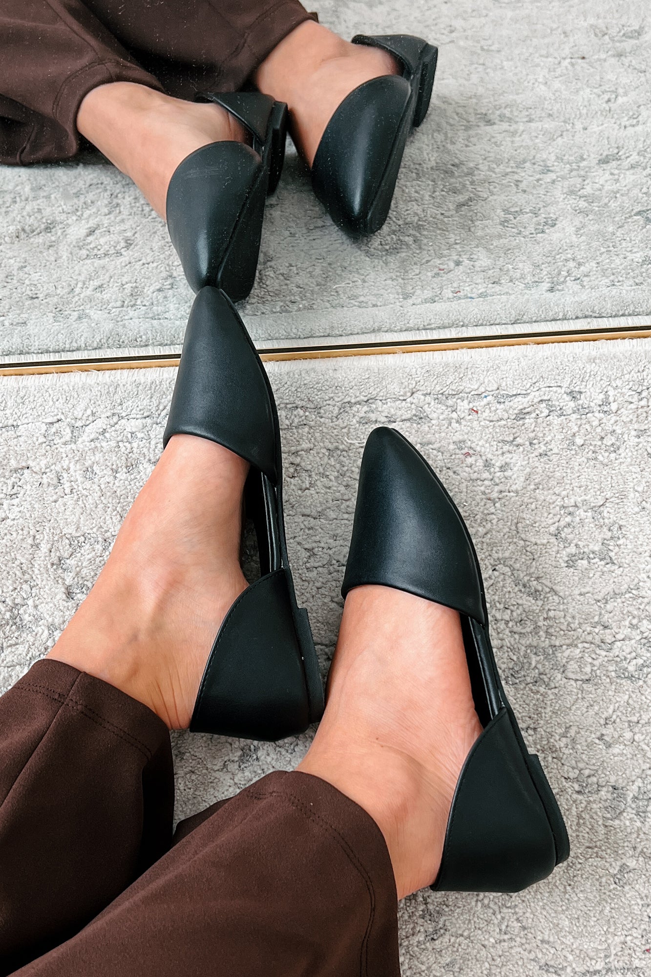 Pippa Pointed Toe Flats (Black)-The Formal Wear