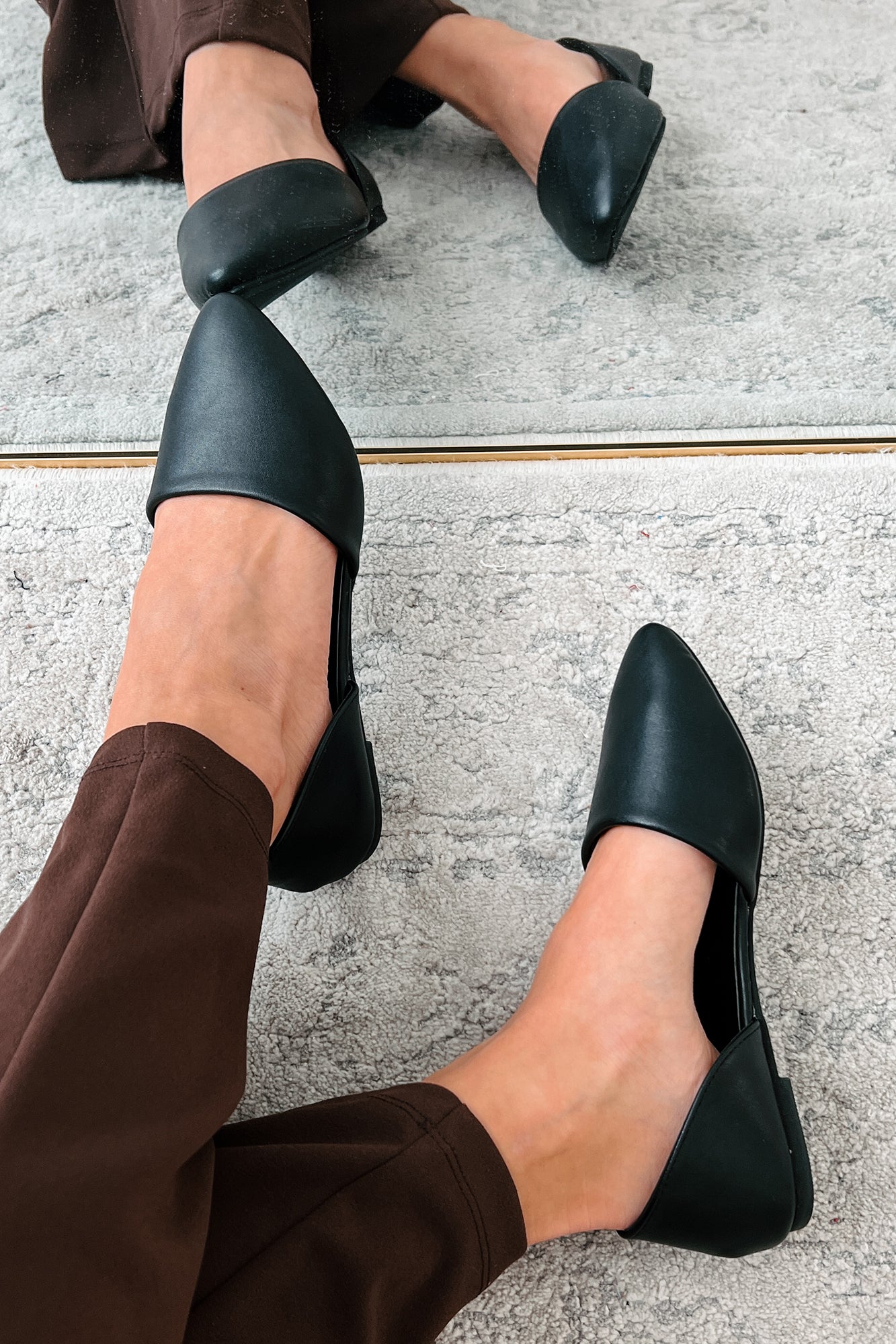 Pippa Pointed Toe Flats (Black)-The Formal Wear