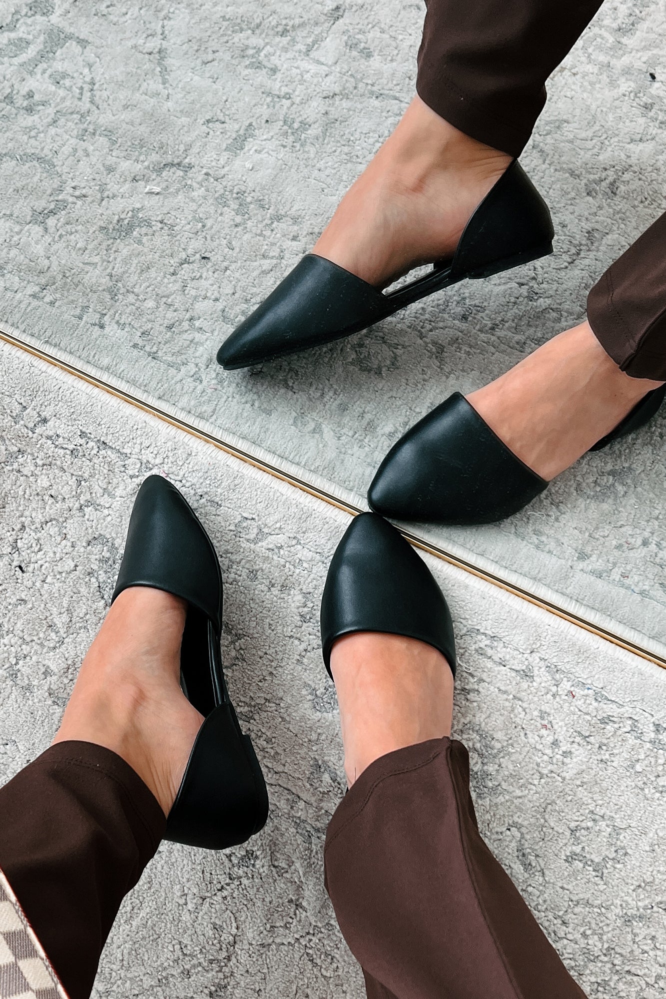 Pippa Pointed Toe Flats (Black)-The Formal Wear