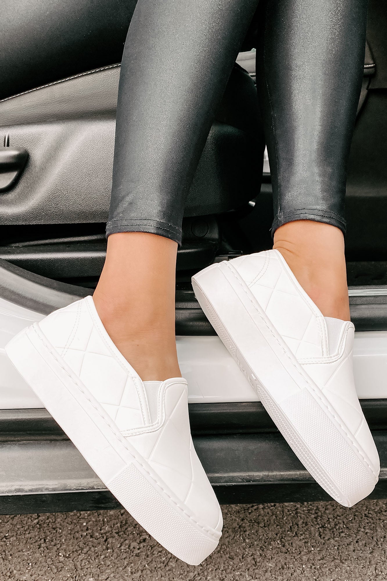In A Rush Quilted Platform Sneaker (White)-The Formal Wear