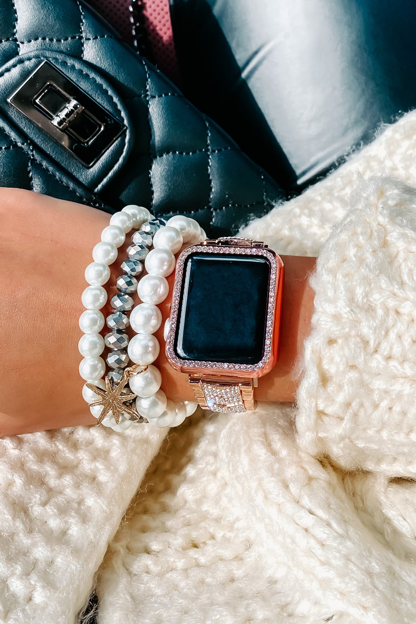 In A Timely Fashion Chevron Metal Apple Watch Band (Rose Gold)-The Formal Wear