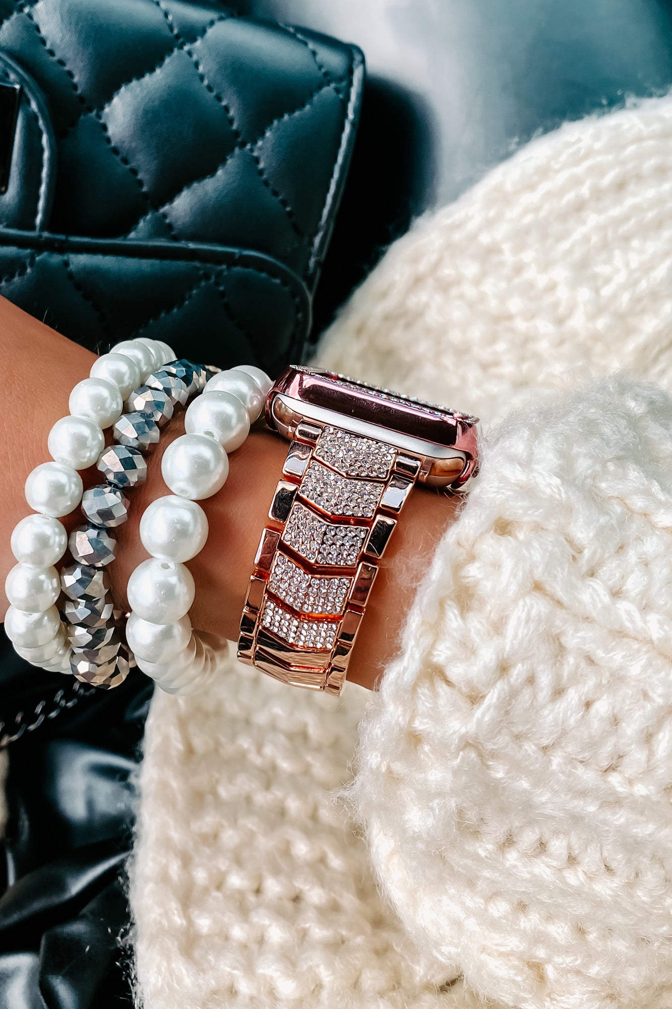 In A Timely Fashion Chevron Metal Apple Watch Band (Rose Gold)-The Formal Wear