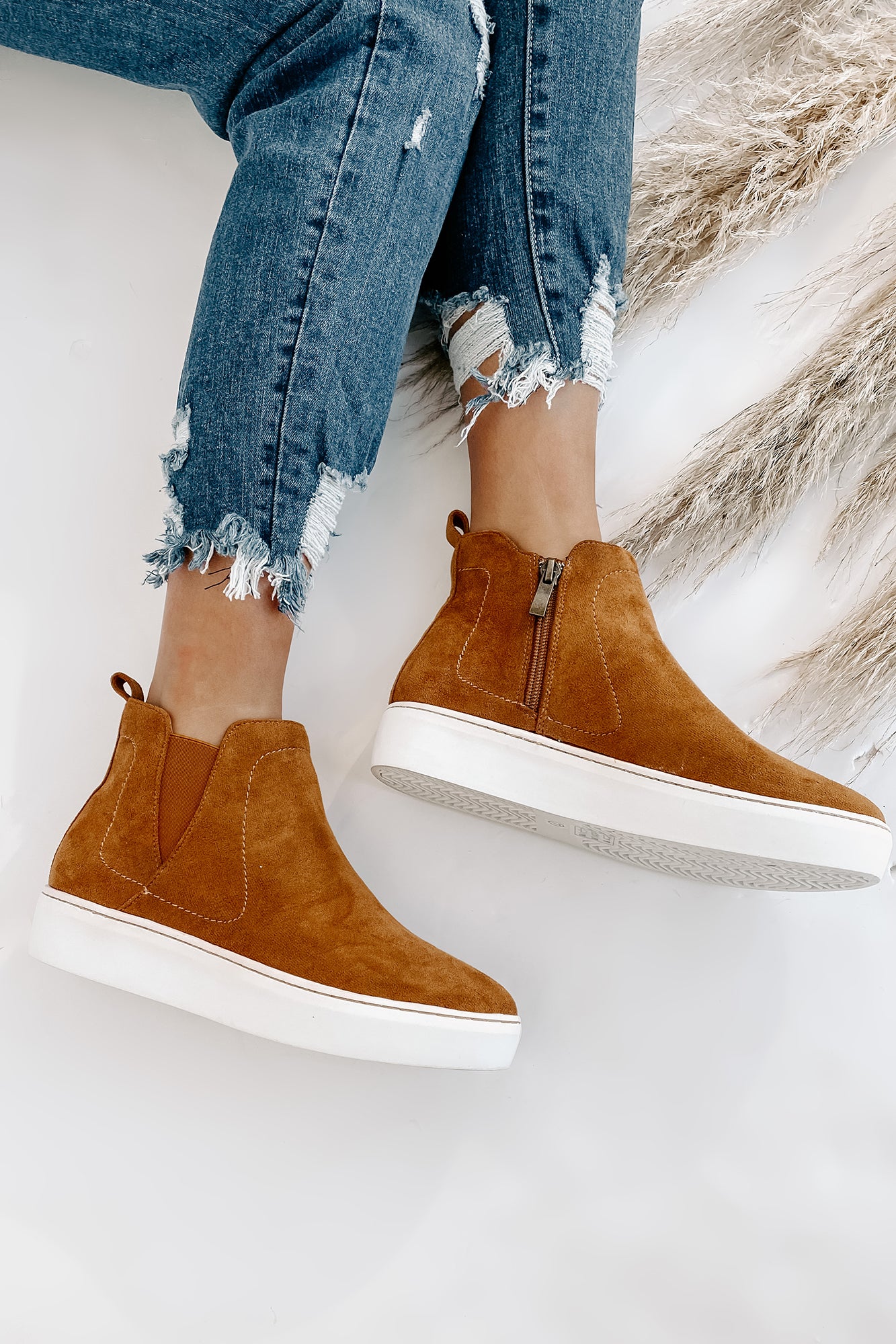Suede Sweetie Faux Suede High Top Sneakers (Camel)-The Formal Wear
