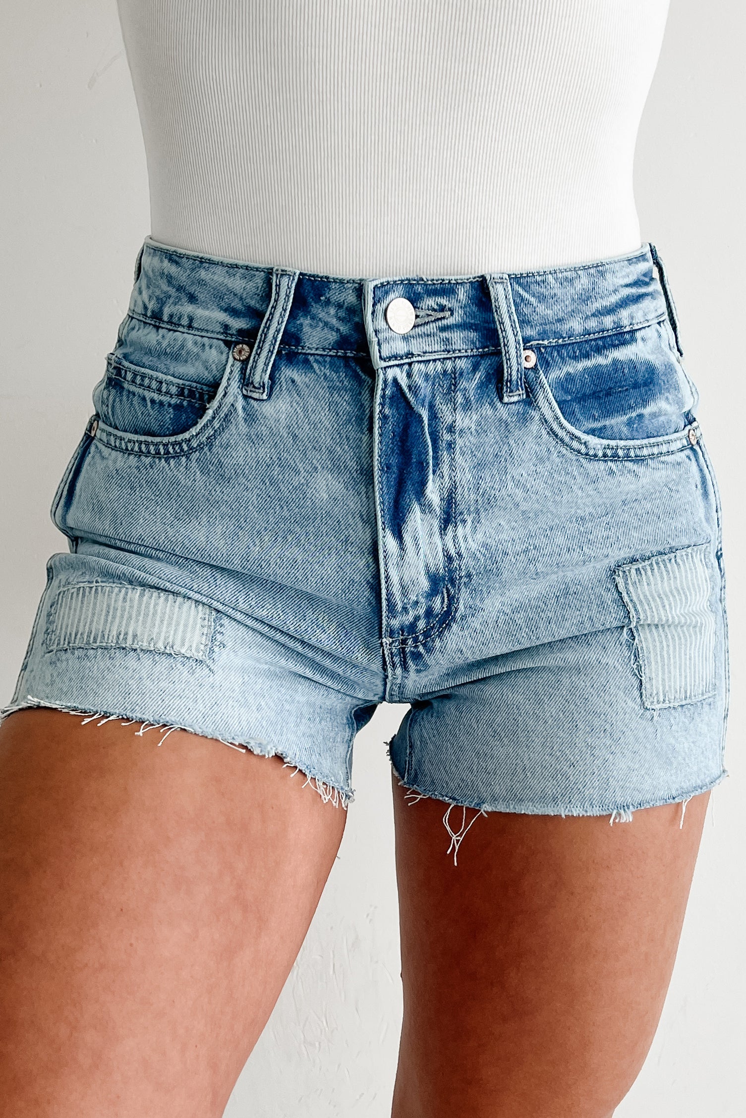 Xavier Peace Patch Saige Denim Shorts (Medium)-The Formal Wear