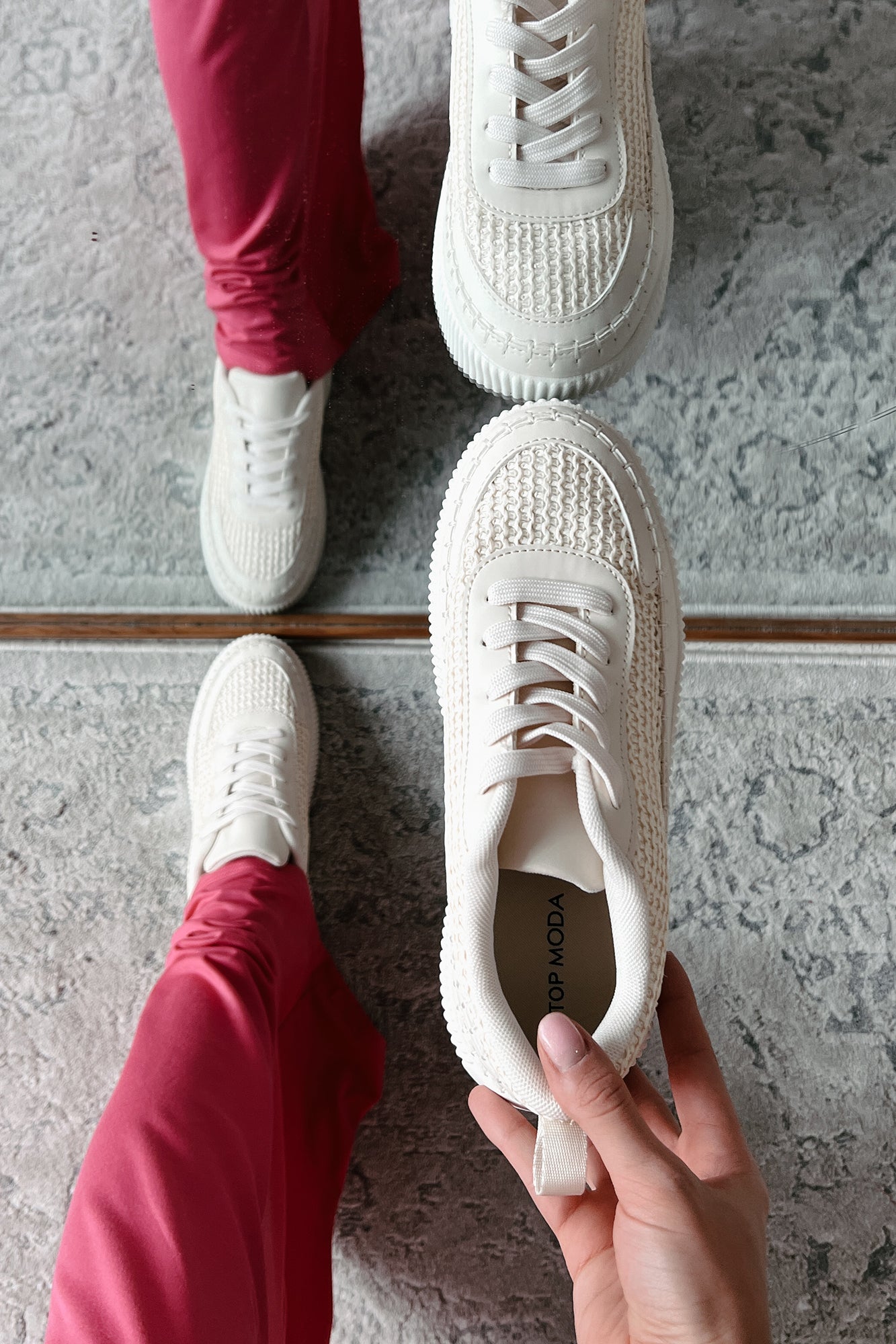 Coastal Strolls Woven Raffia Platform Sneakers (Beige/Raffia)-The Formal Wear