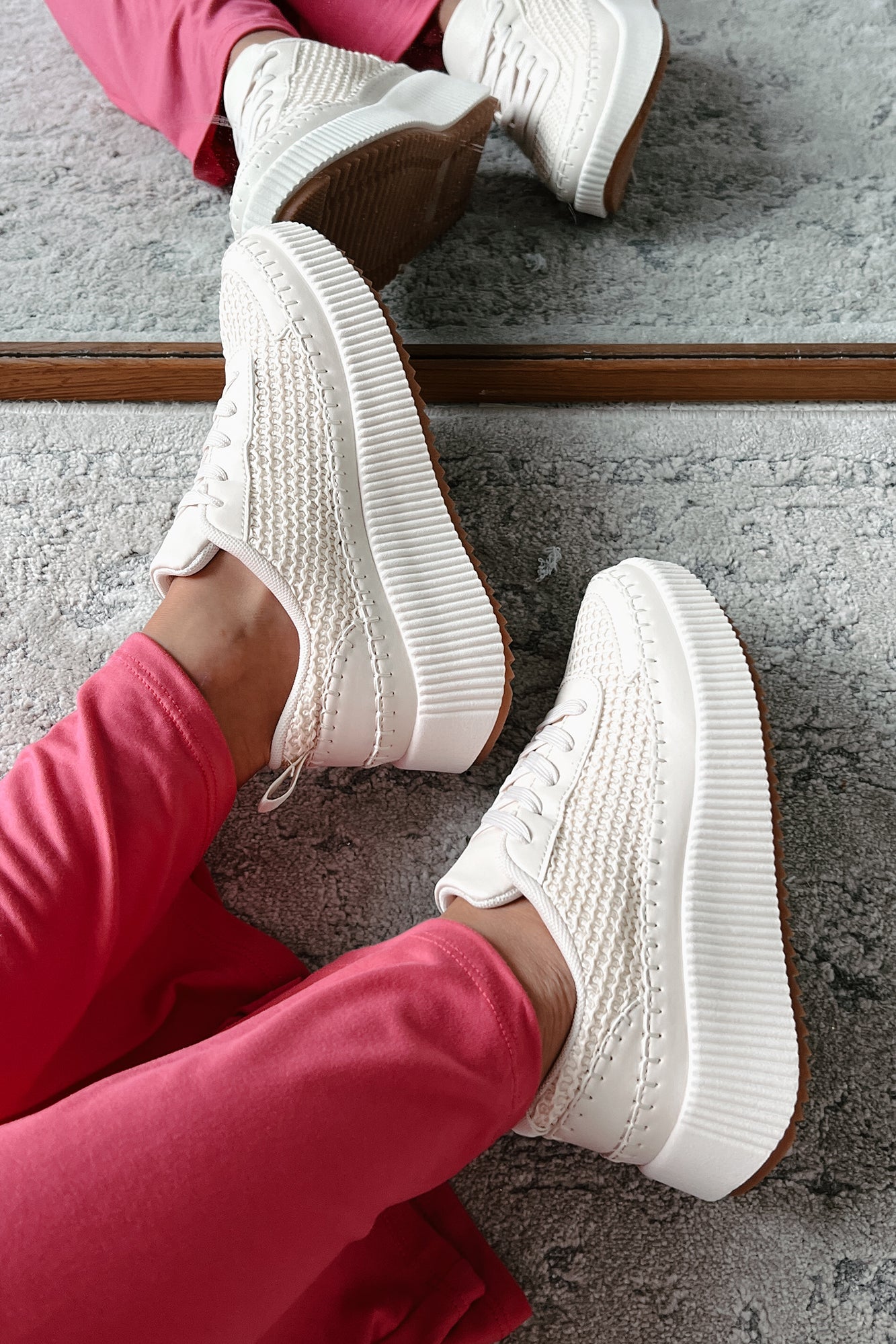 Coastal Strolls Woven Raffia Platform Sneakers (Beige/Raffia)-The Formal Wear