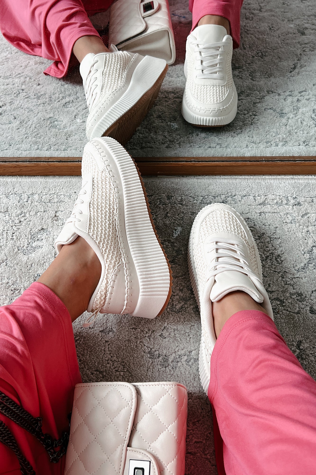 Coastal Strolls Woven Raffia Platform Sneakers (Beige/Raffia)-The Formal Wear