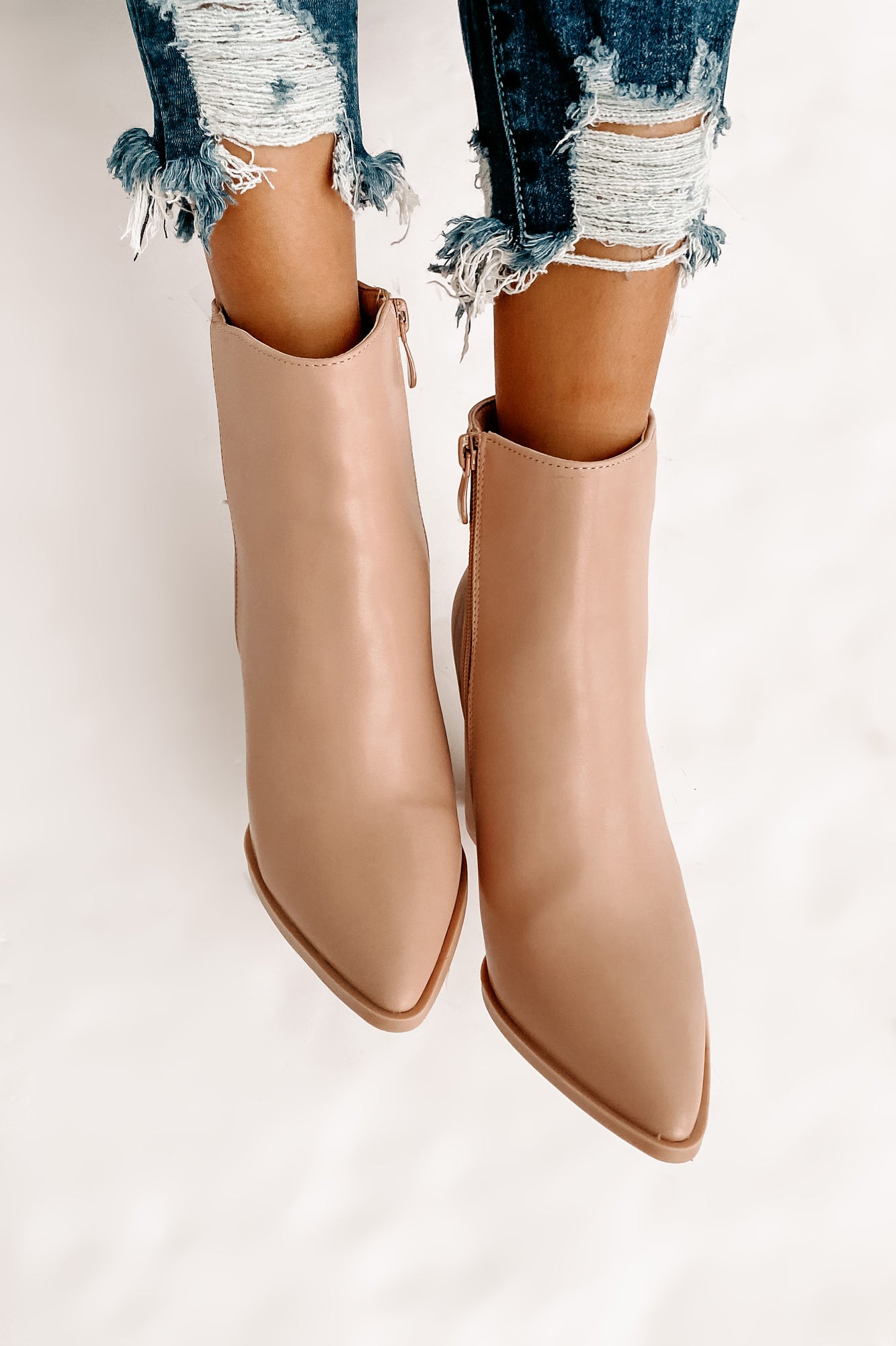 Obsession Game Pointed Toe Bootie (Taupe)-The Formal Wear