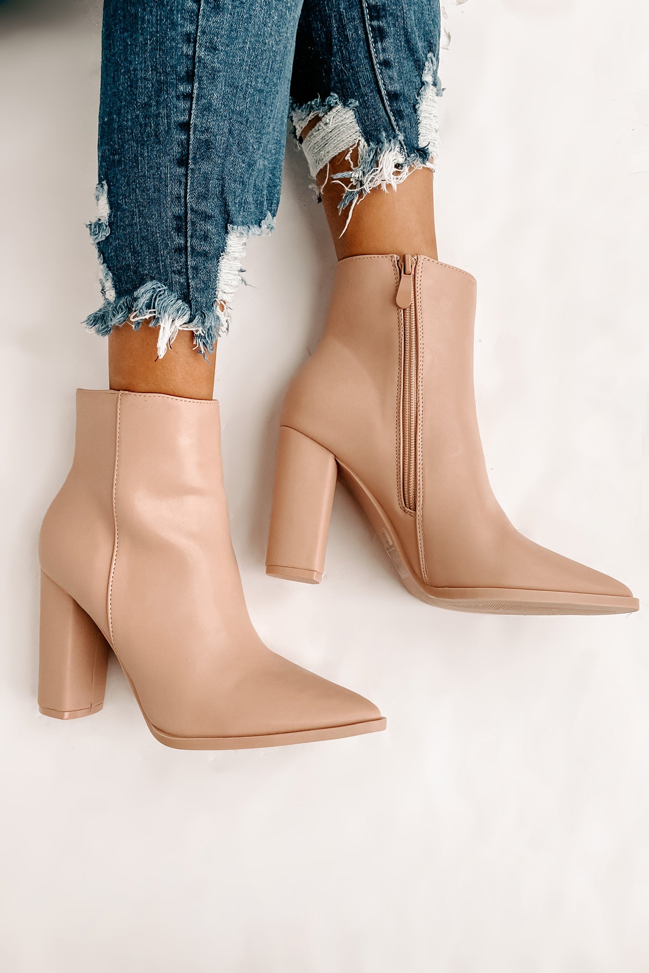 Obsession Game Pointed Toe Bootie (Taupe)-The Formal Wear