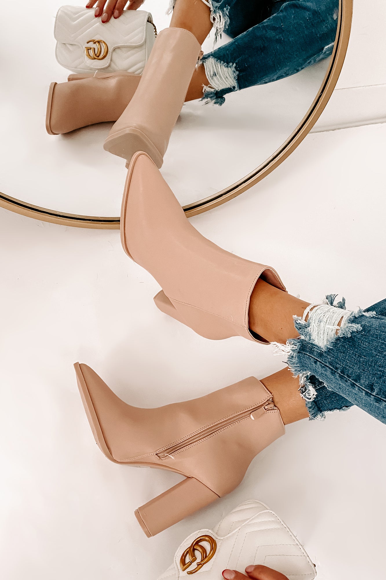 Obsession Game Pointed Toe Bootie (Taupe)-The Formal Wear