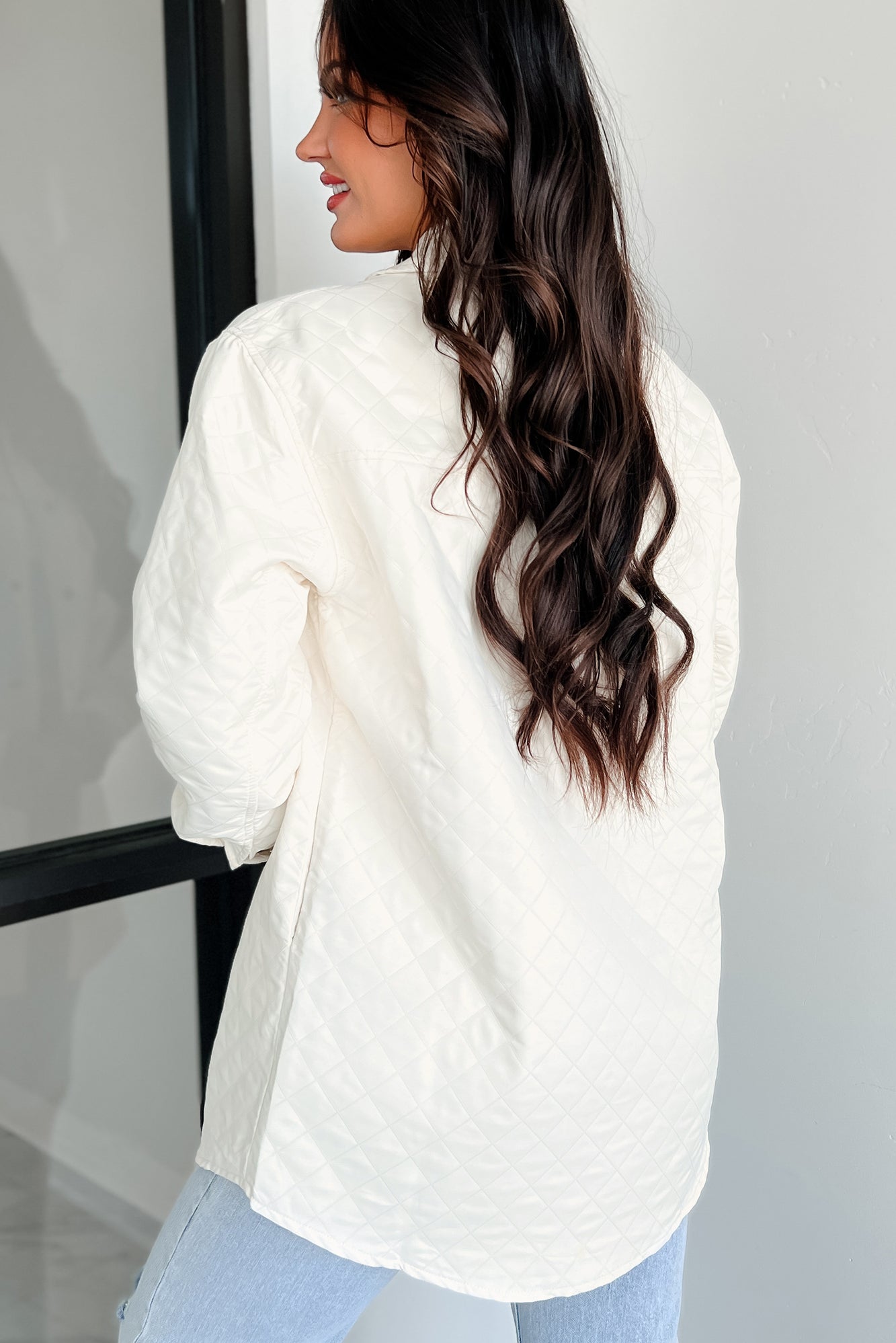 Elevated Composure Quilted Long Shacket (Cream)-The Formal Wear