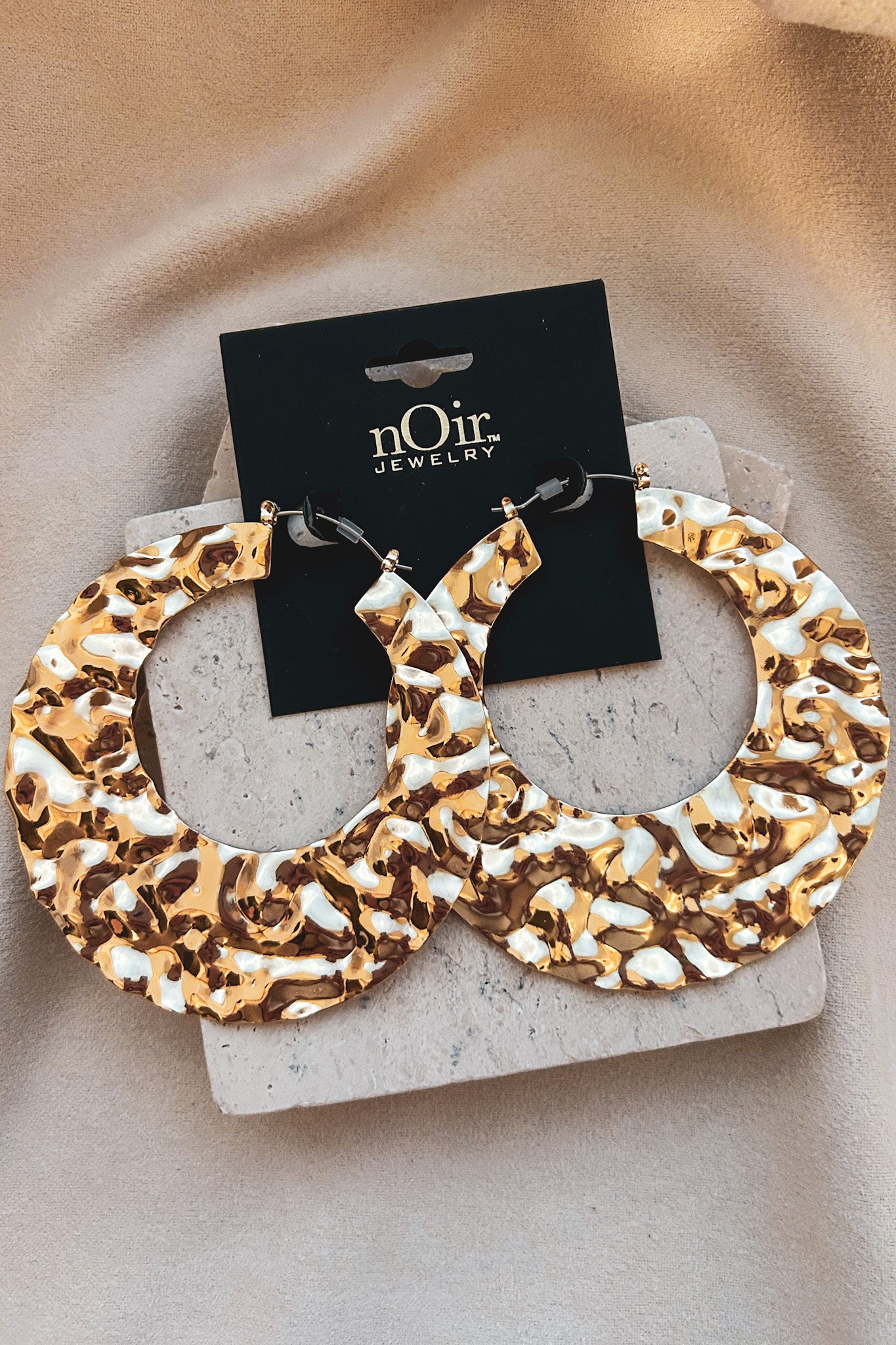 All Nighters Hammered Metal Hoops (Gold)-The Formal Wear
