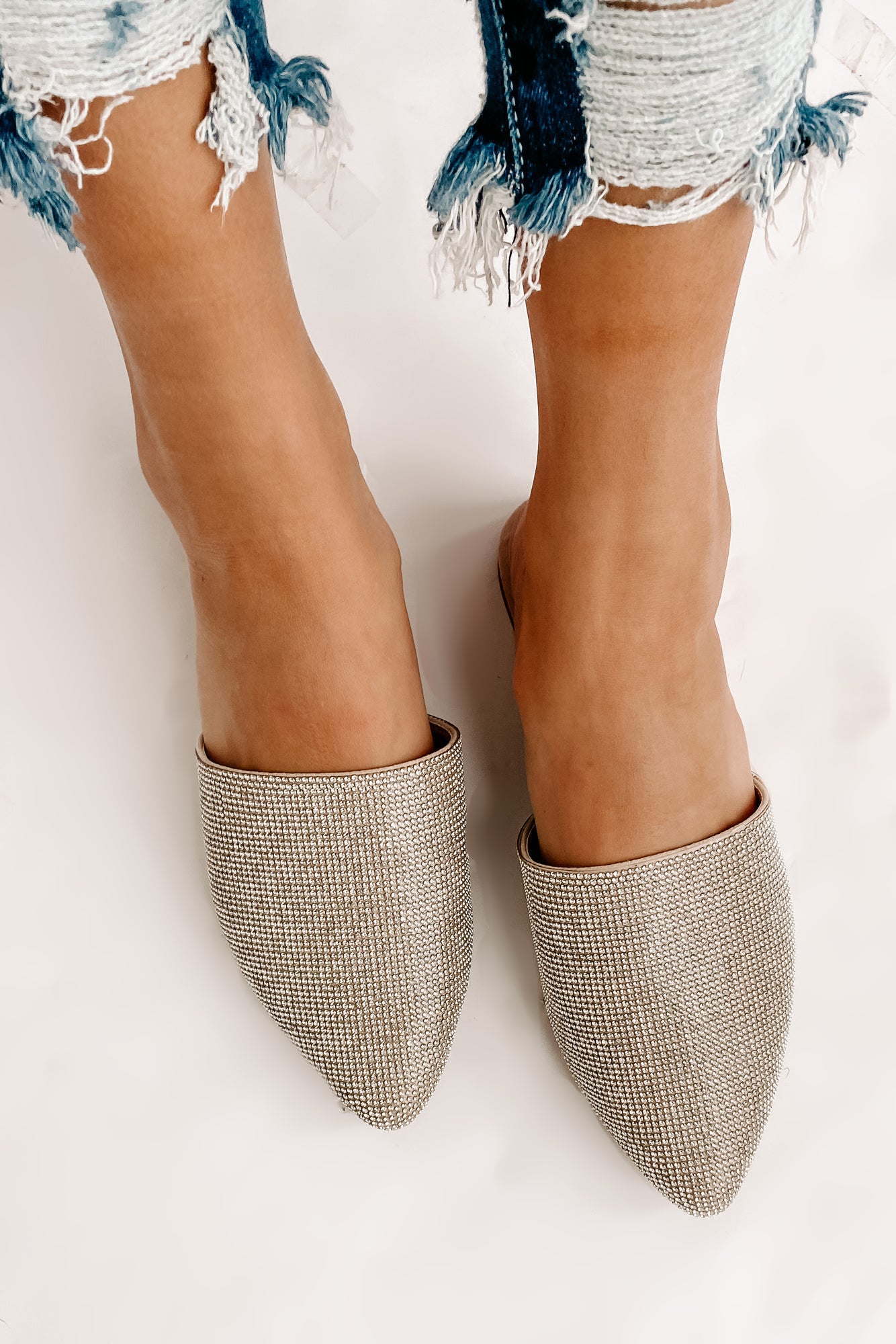 Boujee Business Rhinestone Mules (Natural)-The Formal Wear