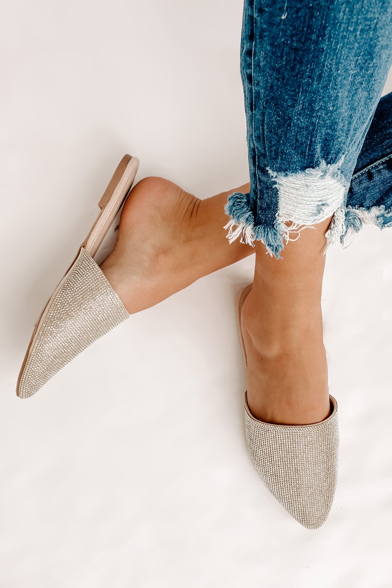 Boujee Business Rhinestone Mules (Natural)-The Formal Wear