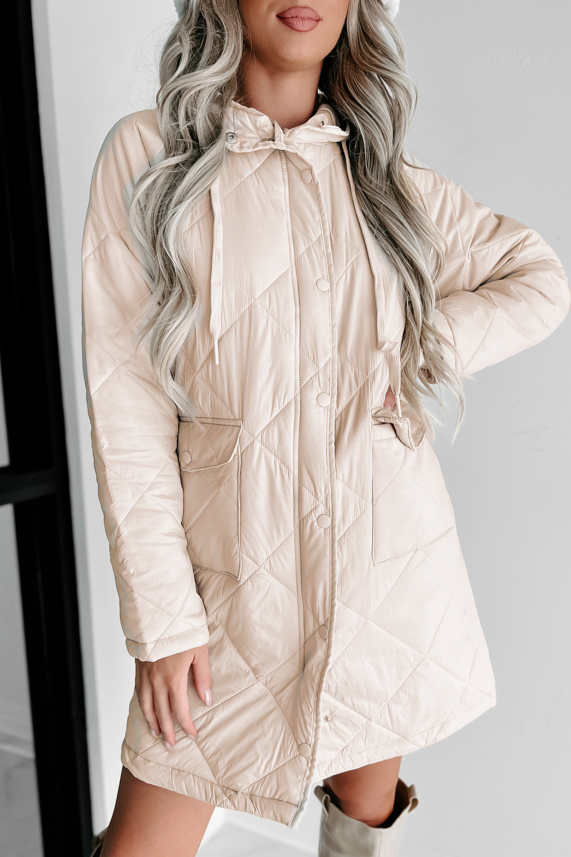 Holiday Steal- Winter Walks Quilted Coat (Beige)-The Formal Wear