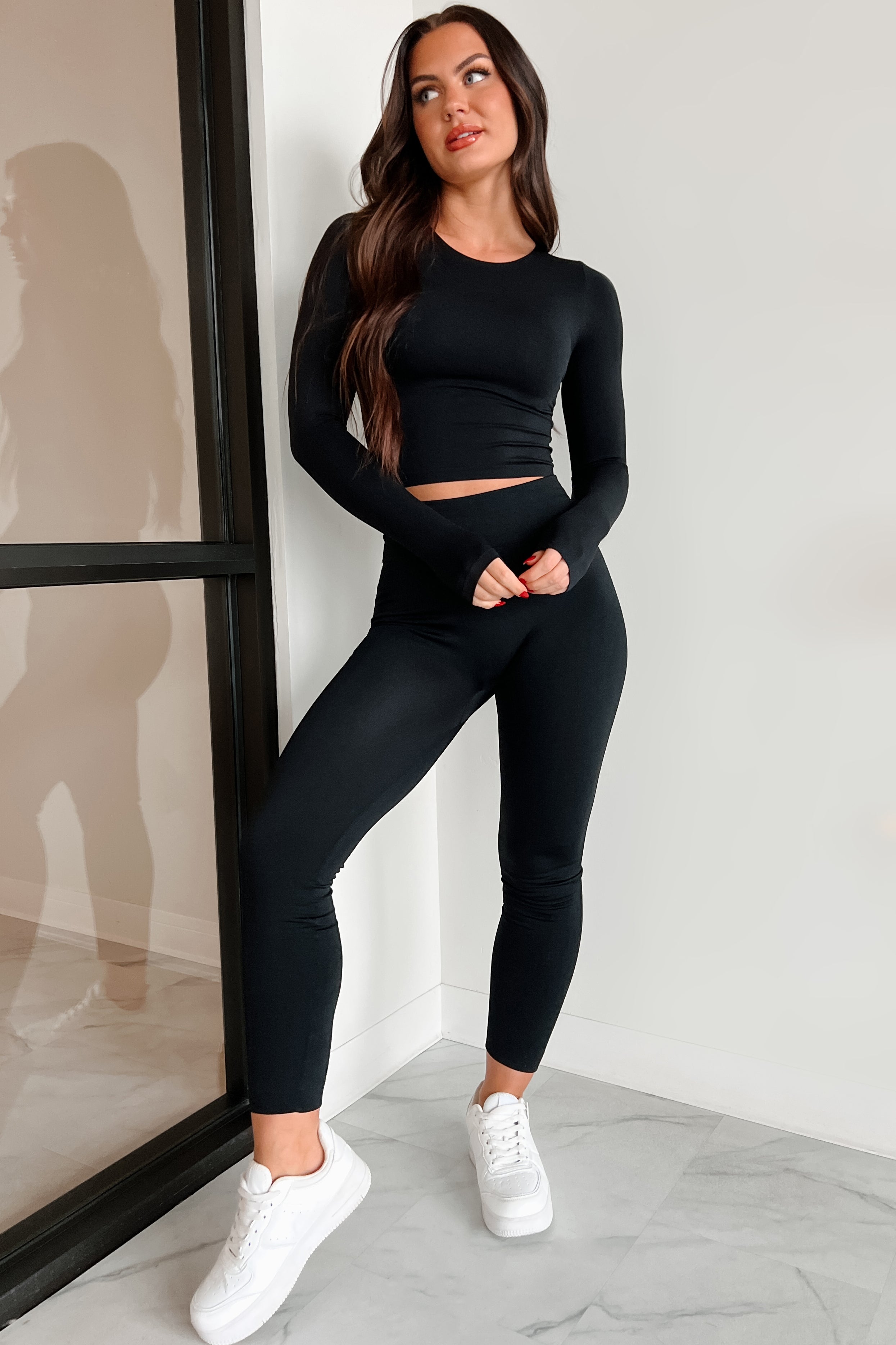 Cadewyn Fleece Lined Leggings (Black)-The Formal Wear