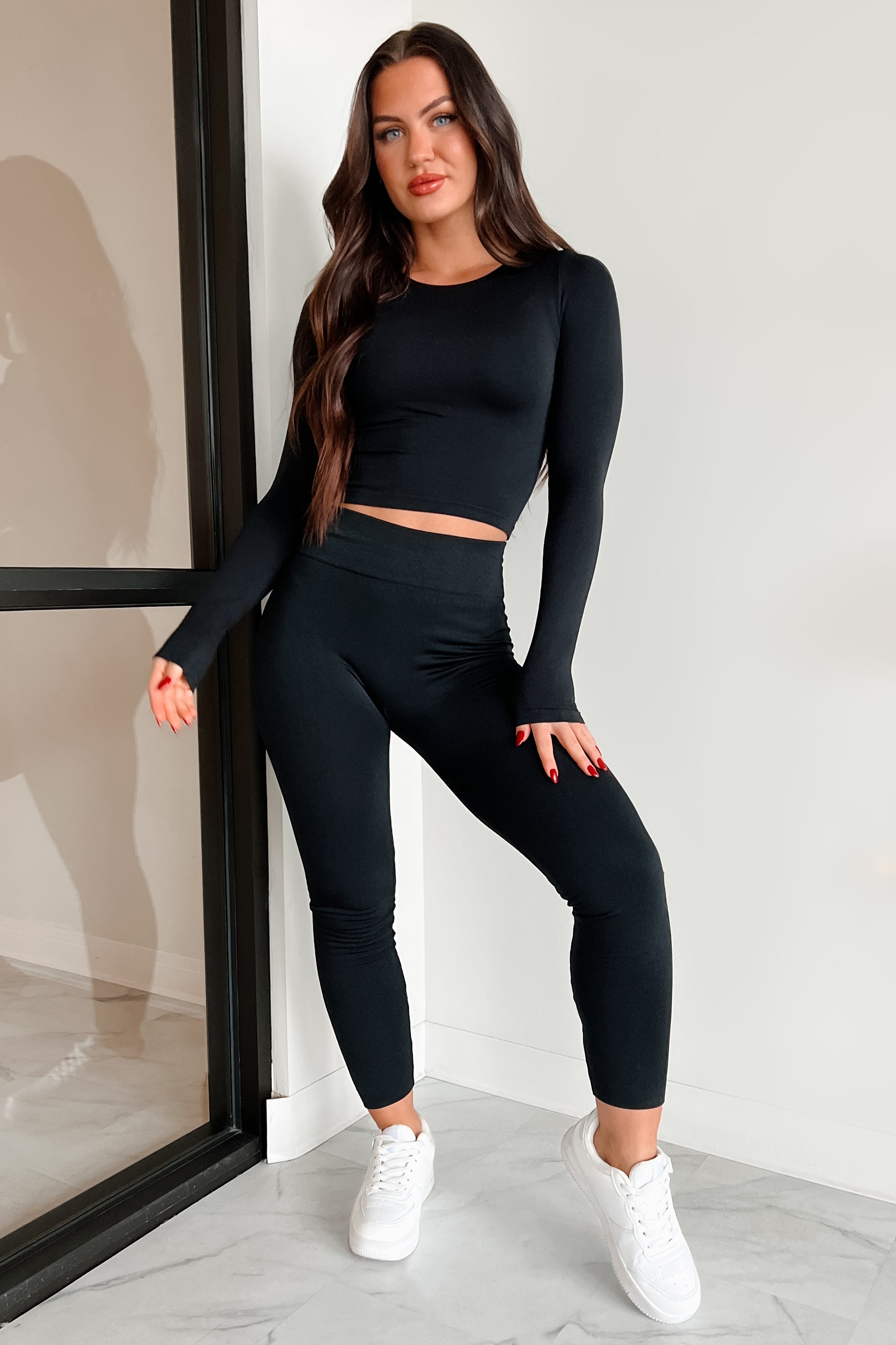 Cadewyn Fleece Lined Leggings (Black)-The Formal Wear