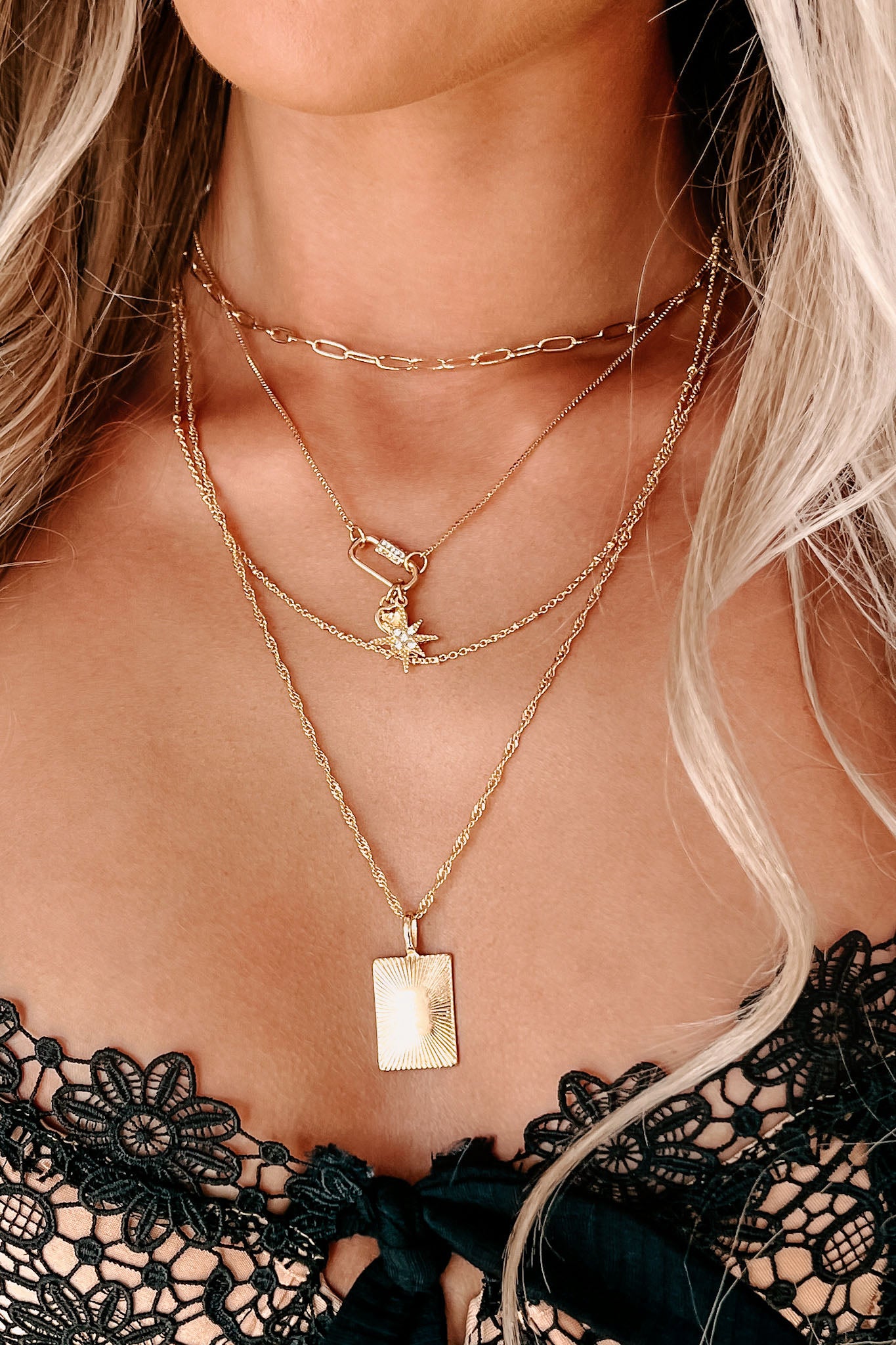 Bursting With Light Layered Necklace (Gold)-The Formal Wear