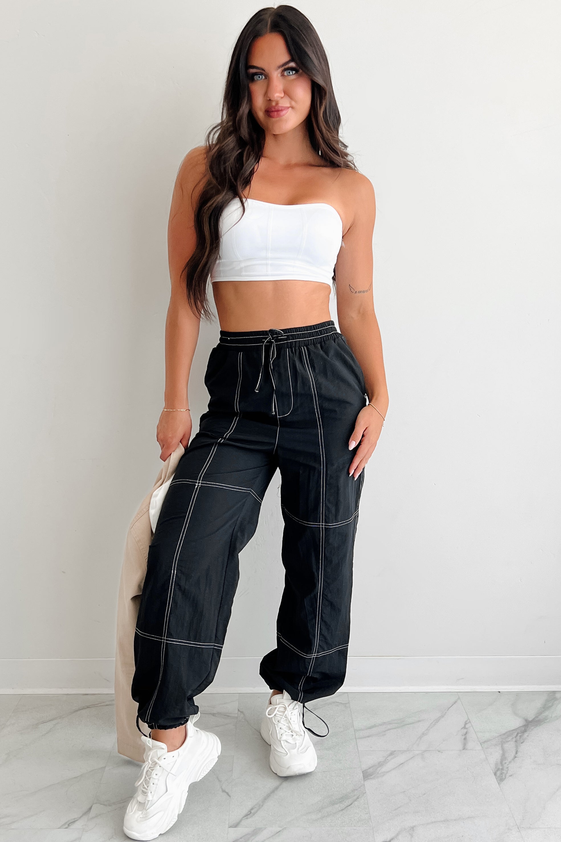 No Plot Needed Parachute Jogger Pants (Black)-The Formal Wear