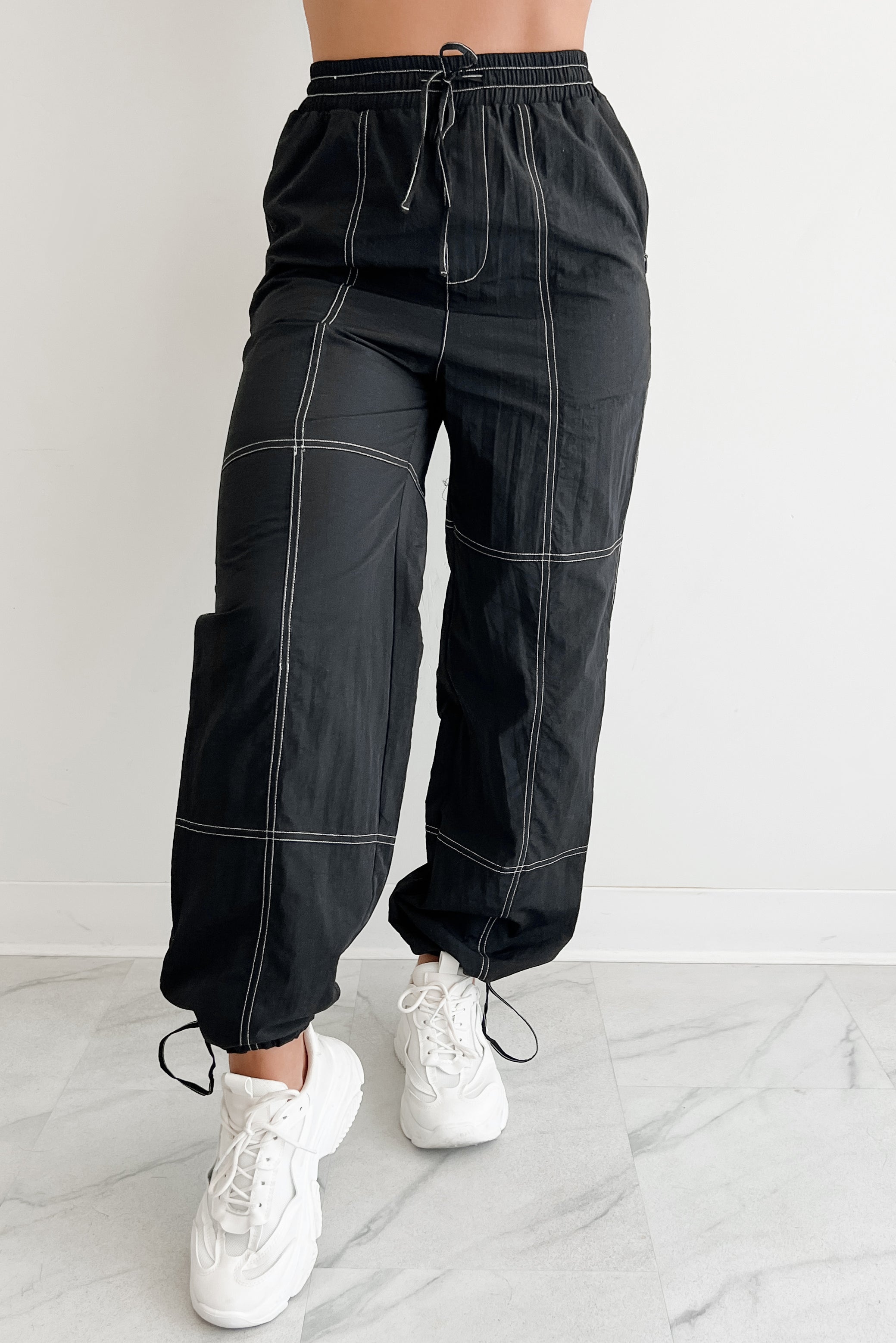 No Plot Needed Parachute Jogger Pants (Black)-The Formal Wear