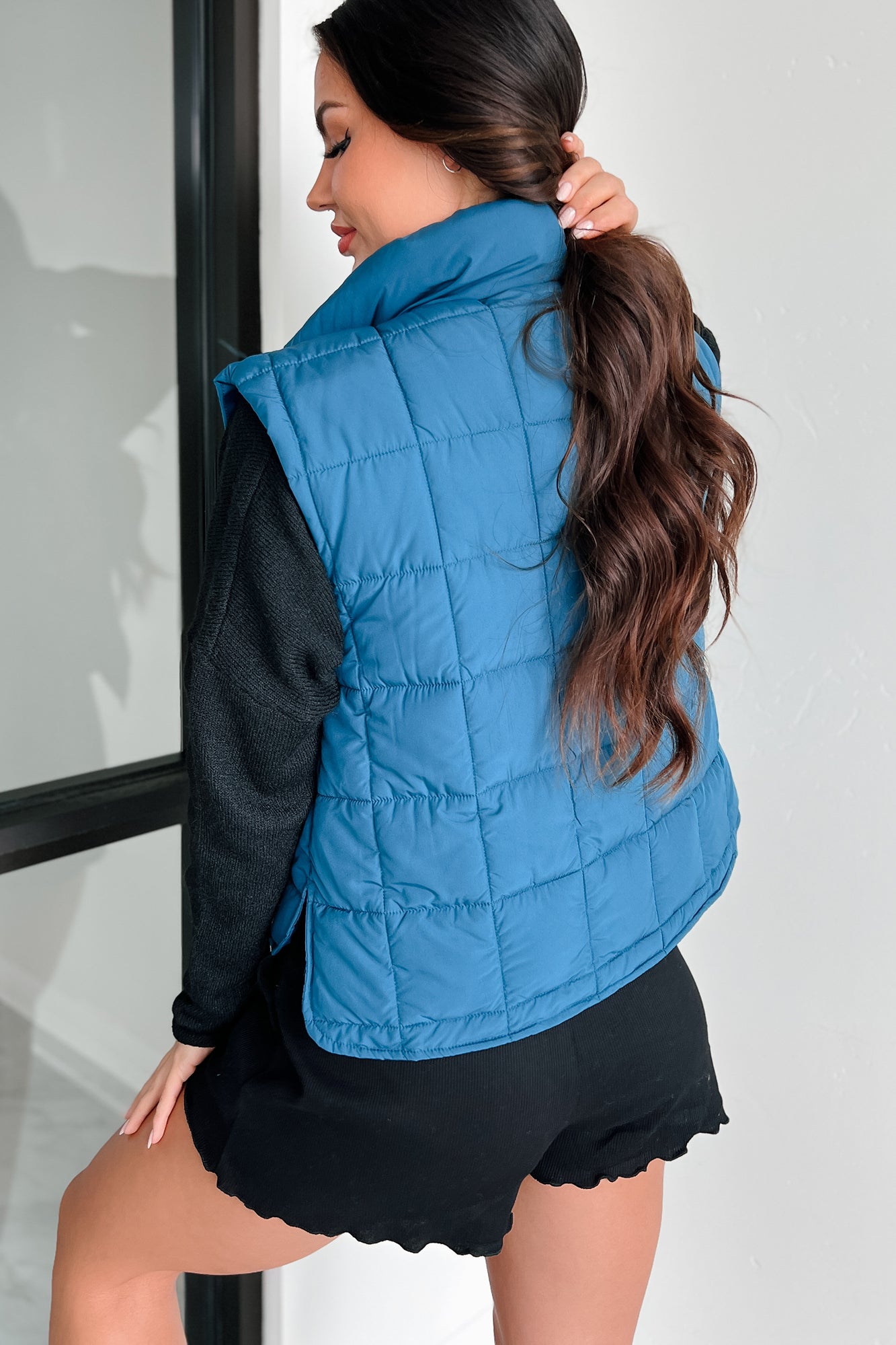 Until Next Time Padded Puffer Vest (Dark Seafoam)-The Formal Wear