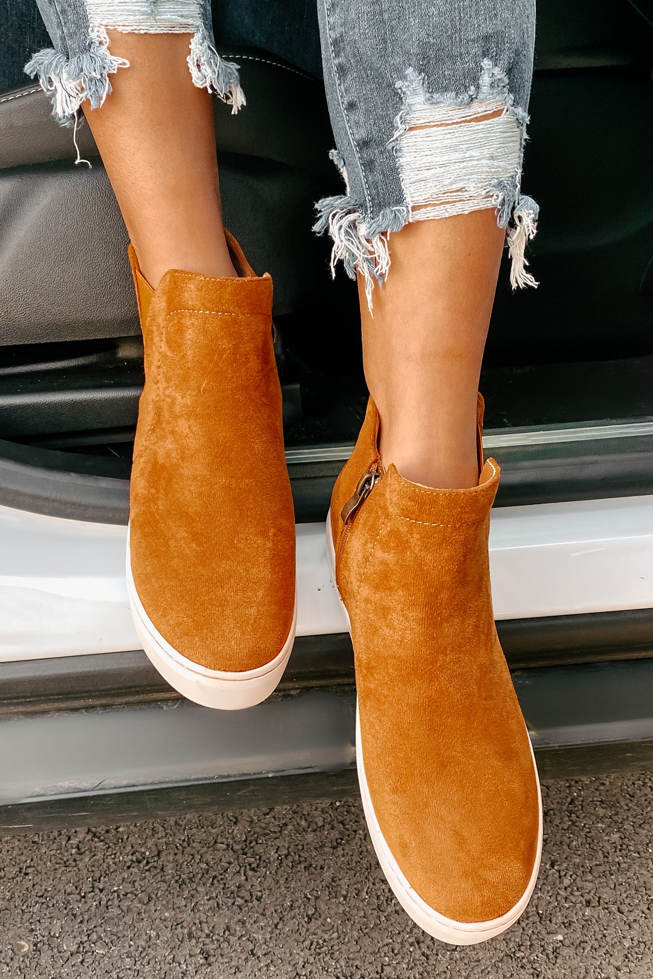 Suede Sweetie Faux Suede High Top Sneakers (Camel)-The Formal Wear