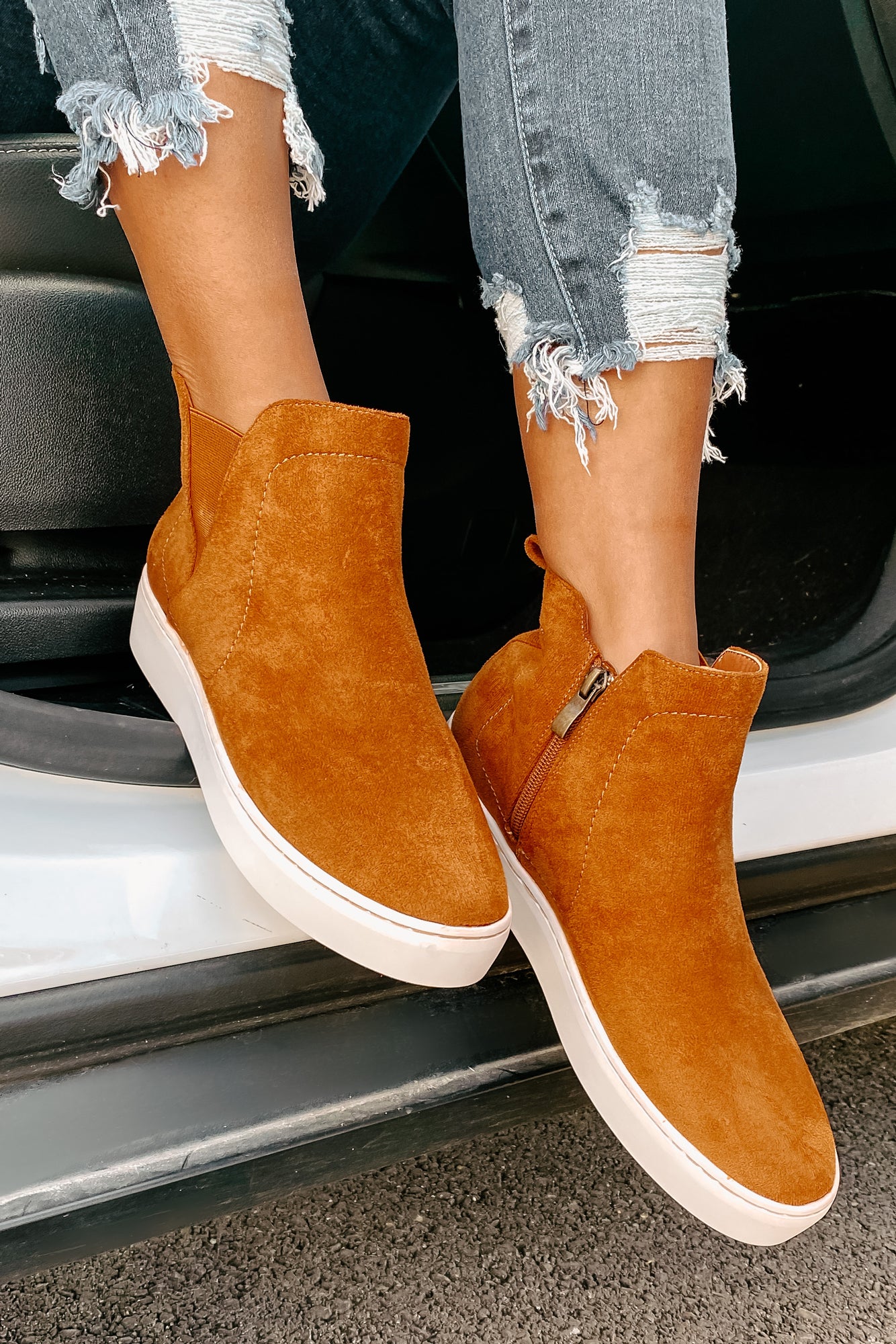 Suede Sweetie Faux Suede High Top Sneakers (Camel)-The Formal Wear