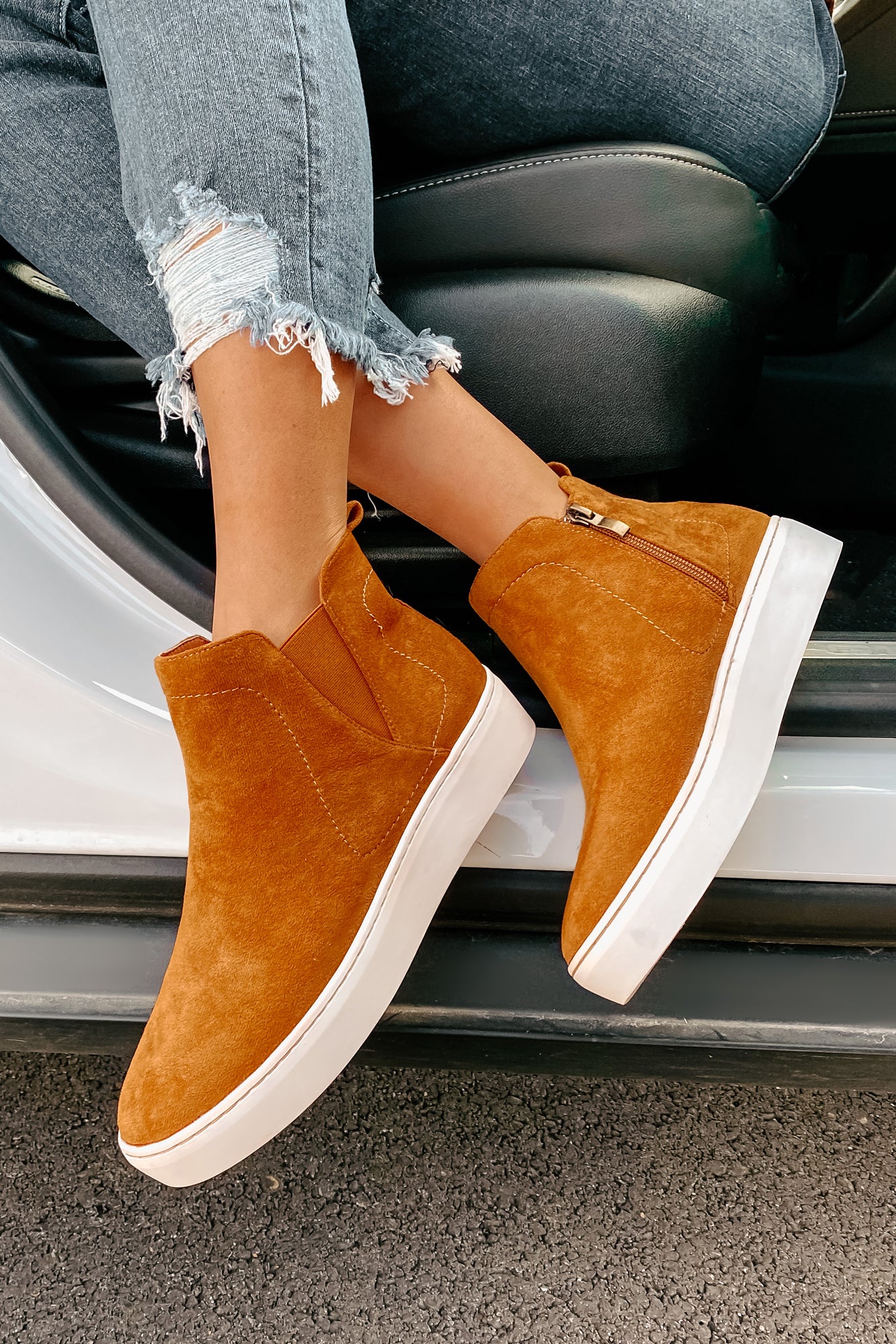 Suede Sweetie Faux Suede High Top Sneakers (Camel)-The Formal Wear