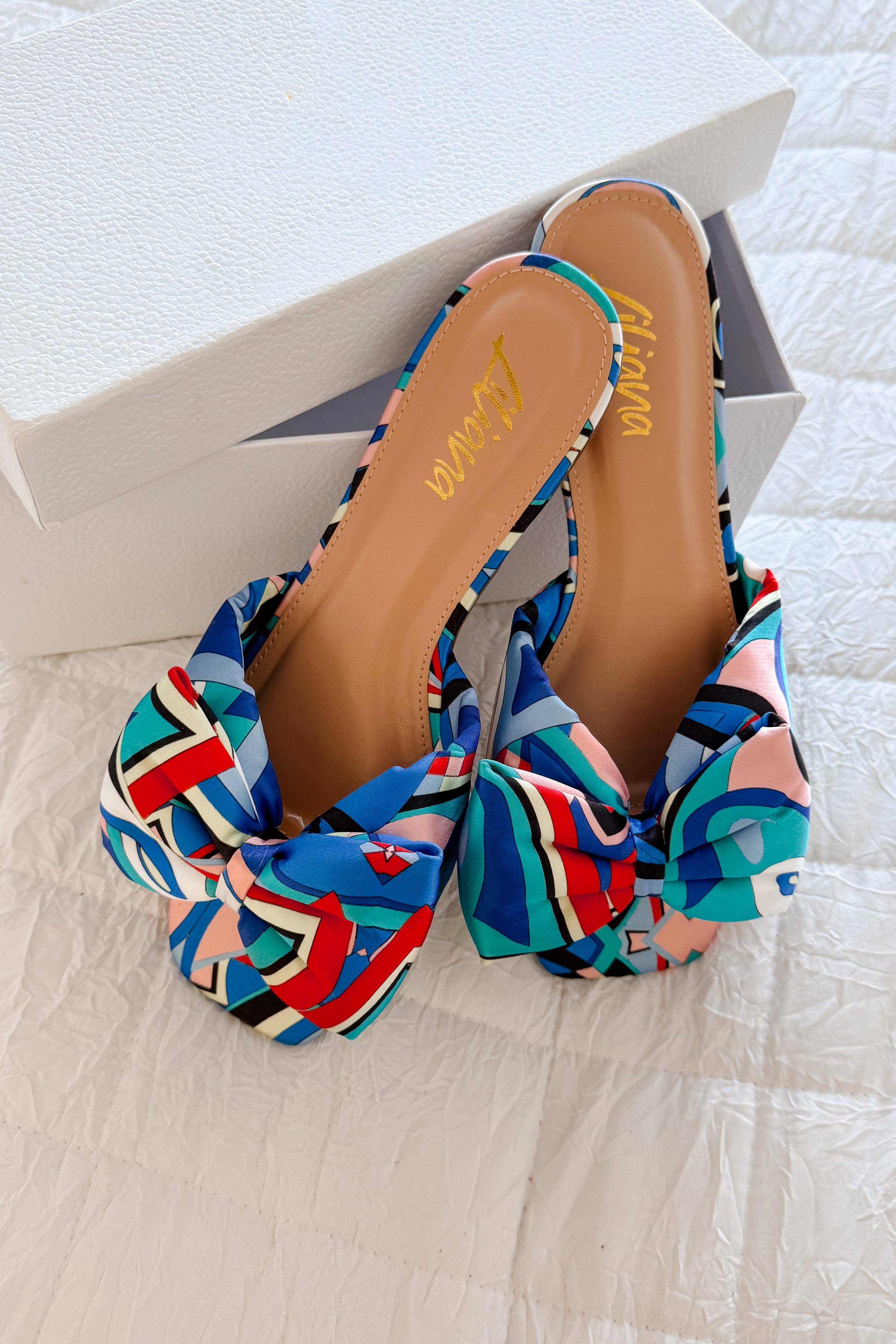 Boardwalk Bliss Square Toe Bowtie Sandals (Blue)-The Formal Wear