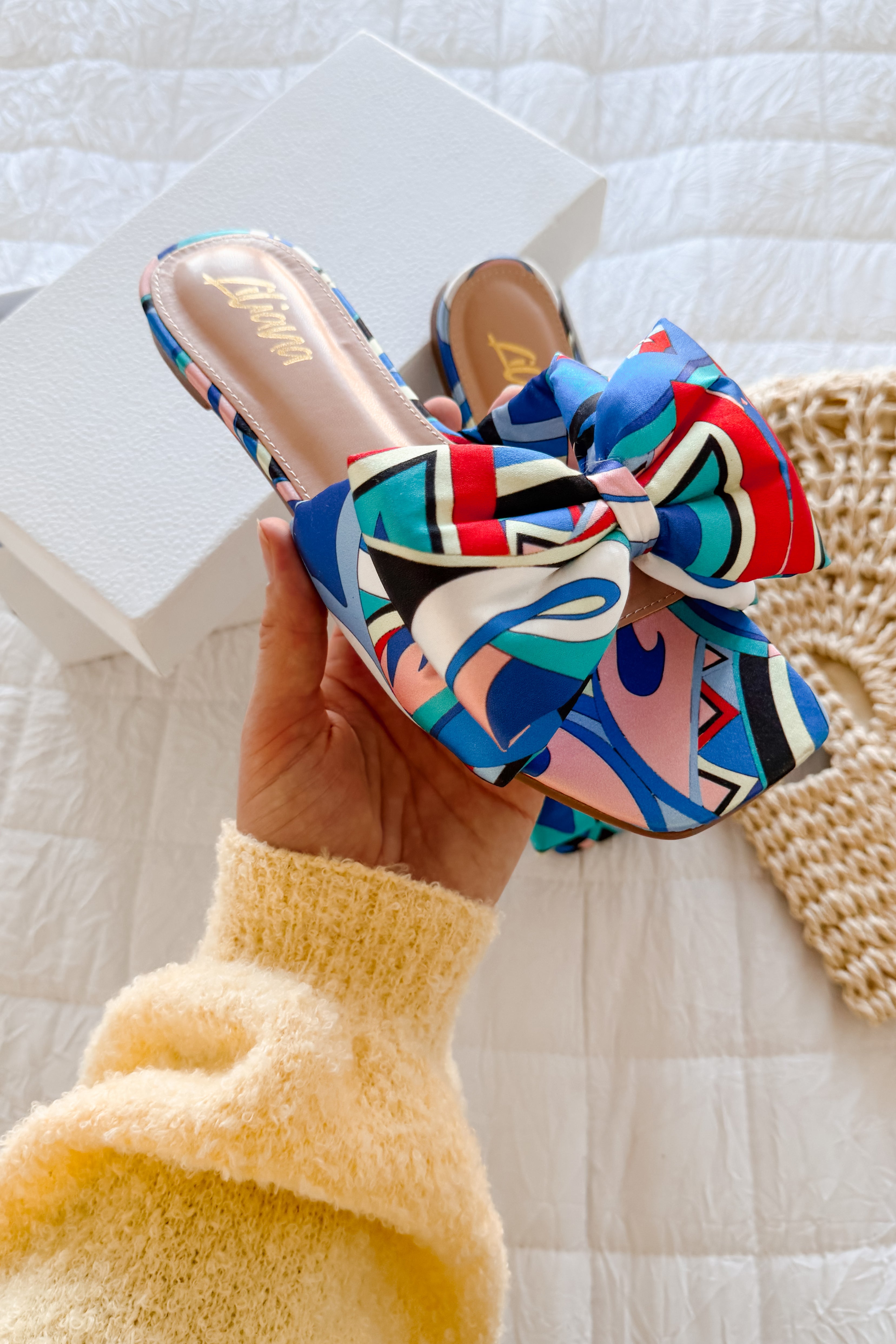 Boardwalk Bliss Square Toe Bowtie Sandals (Blue)-The Formal Wear