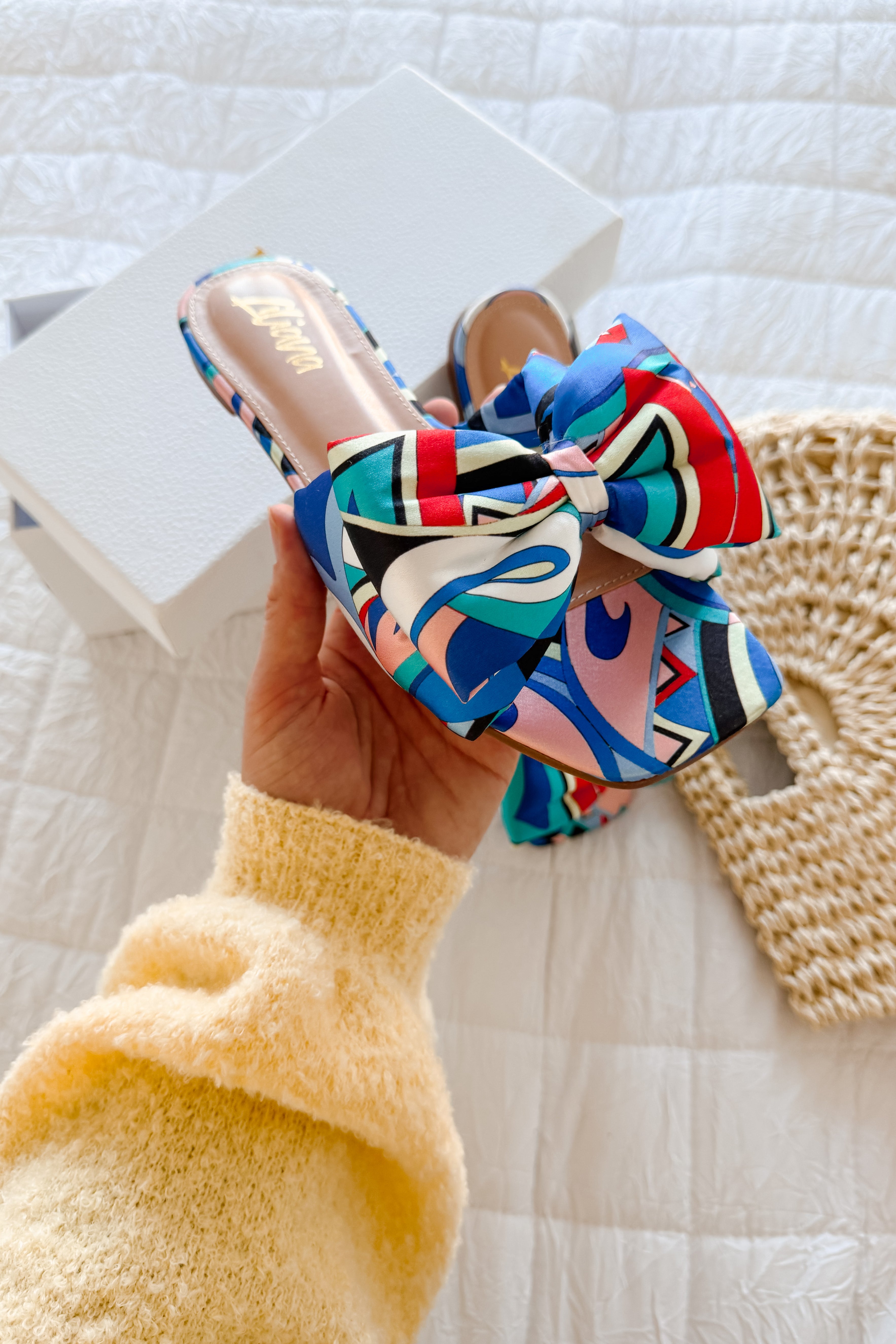 Boardwalk Bliss Square Toe Bowtie Sandals (Blue)-The Formal Wear