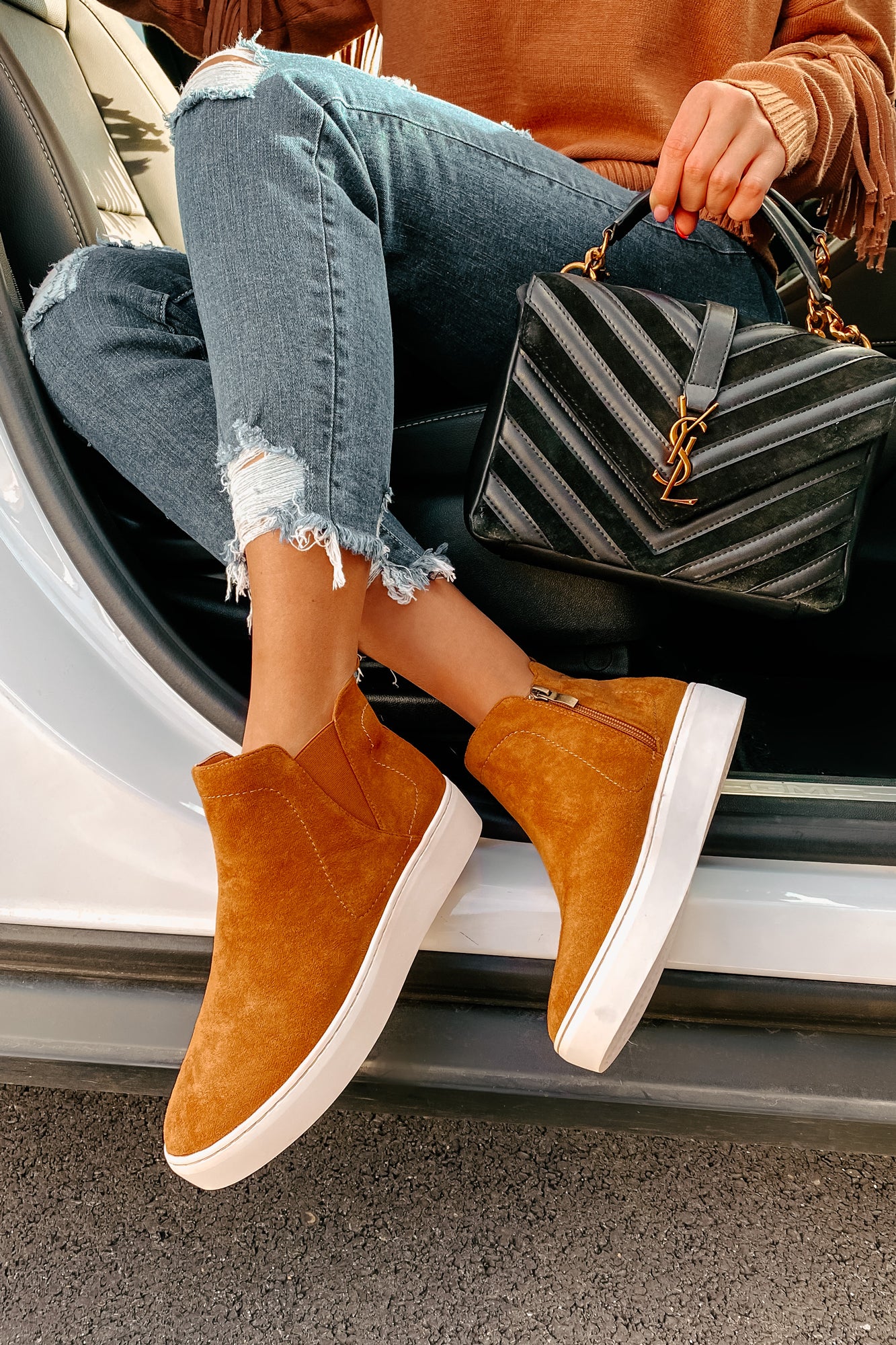 Suede Sweetie Faux Suede High Top Sneakers (Camel)-The Formal Wear