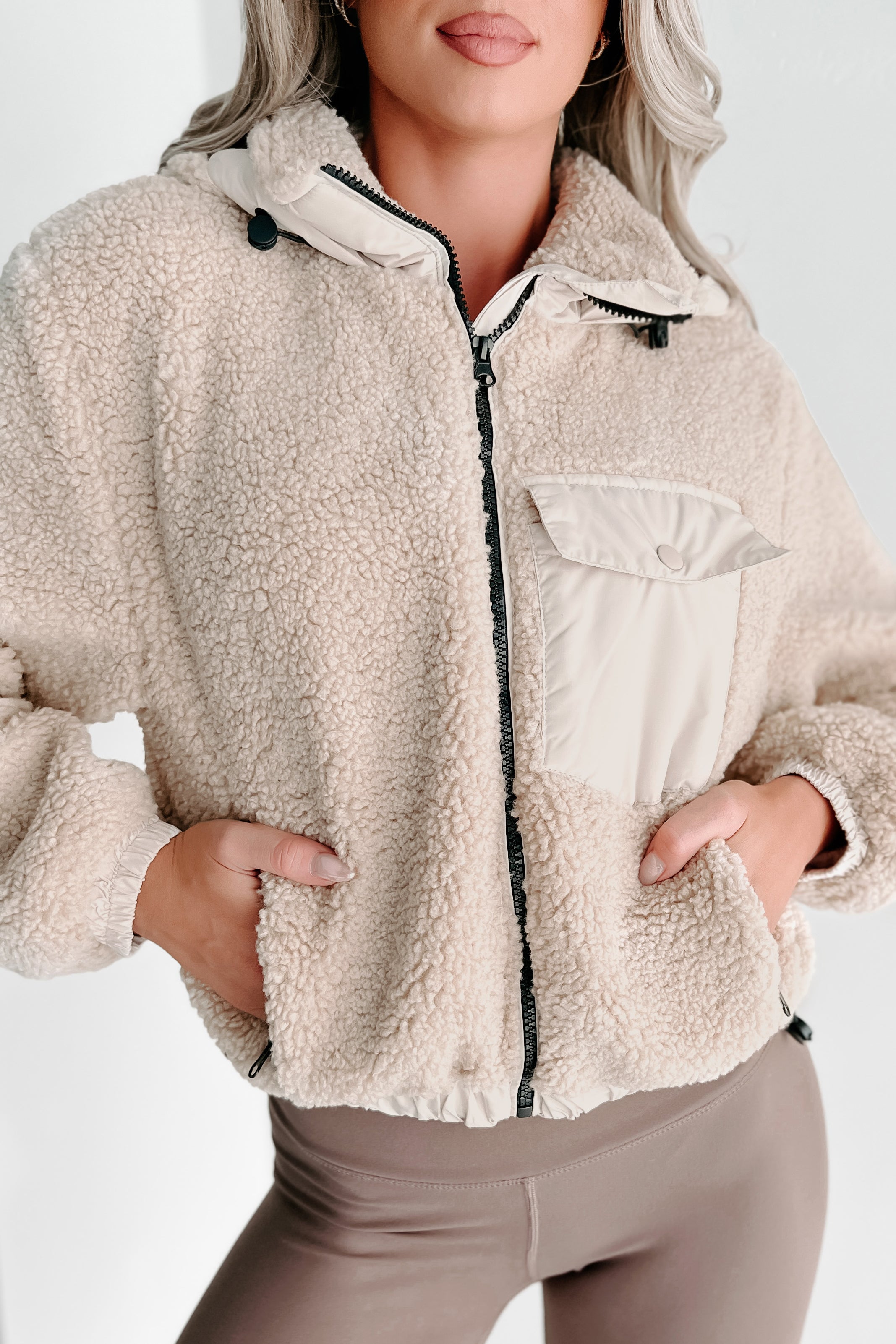 Holiday Steal- Winter Frenzy Teddy Sherpa Jacket (Natural)-The Formal Wear