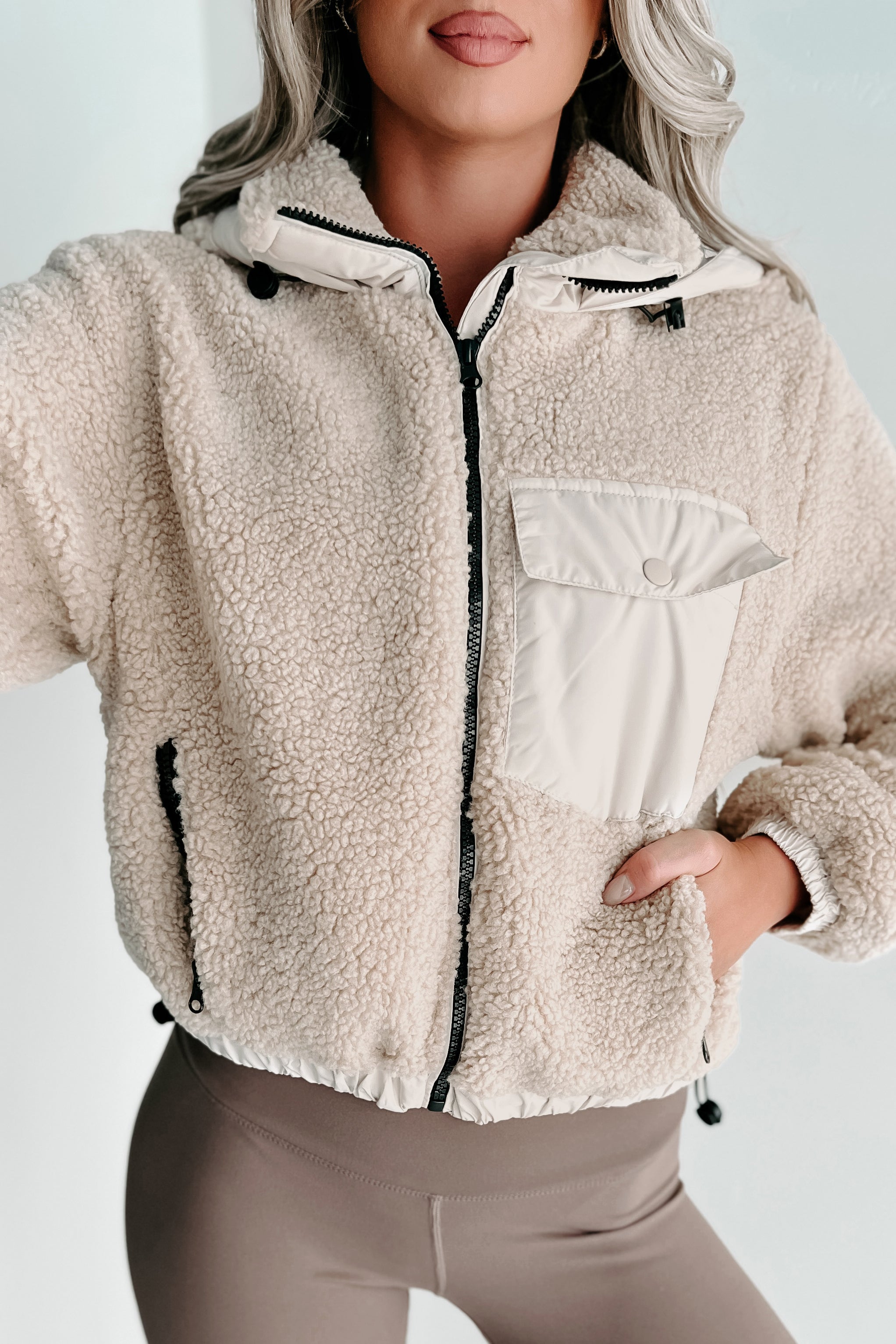 Holiday Steal- Winter Frenzy Teddy Sherpa Jacket (Natural)-The Formal Wear