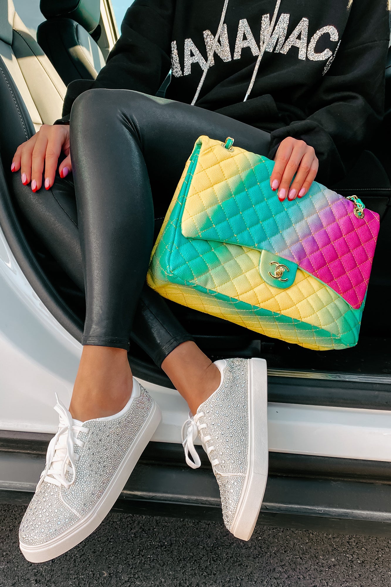 Dazzling Days Rhinestone Sneakers (White)-The Formal Wear