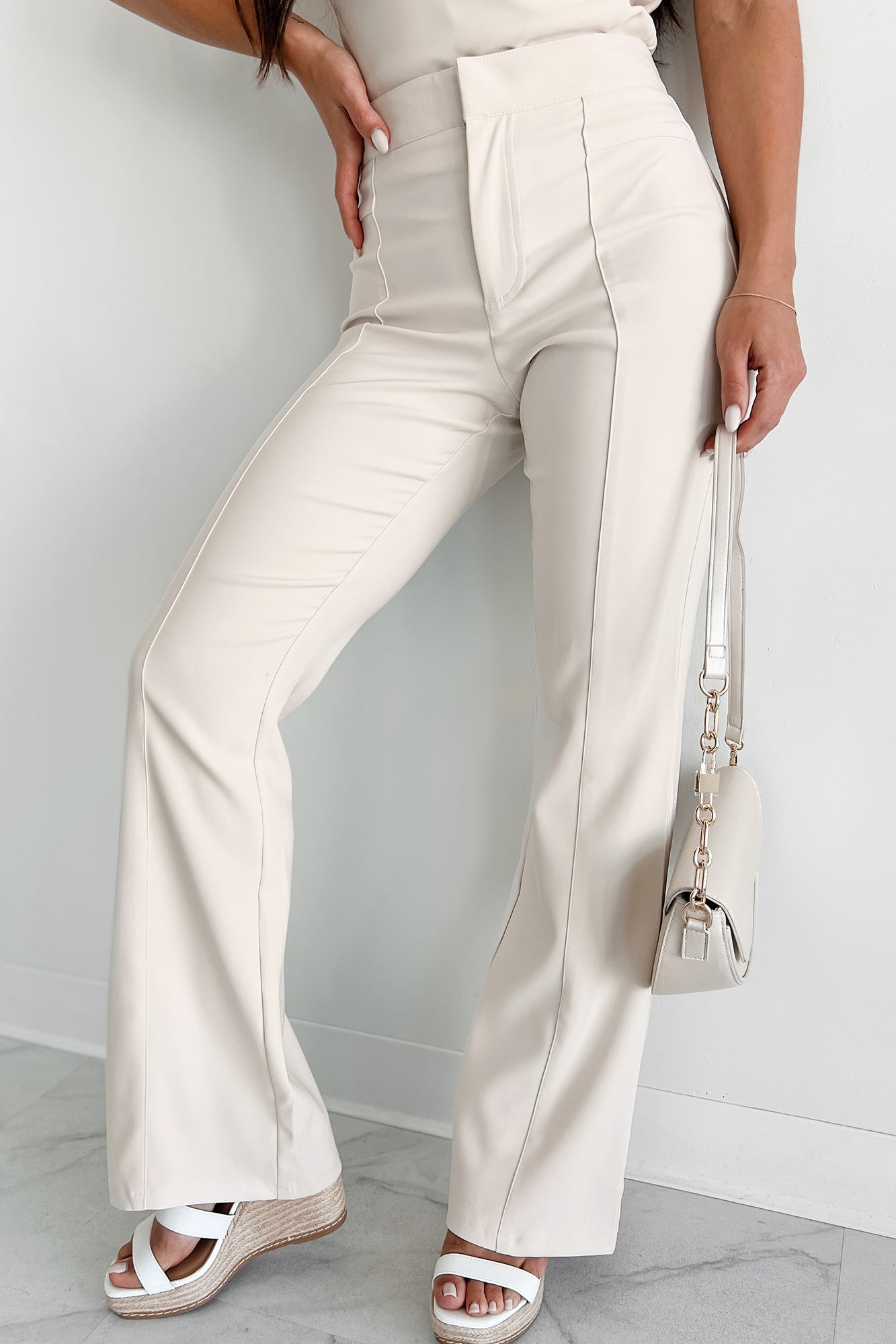 Confident Decisions High Waist Dress Pant (Cream)-The Formal Wear
