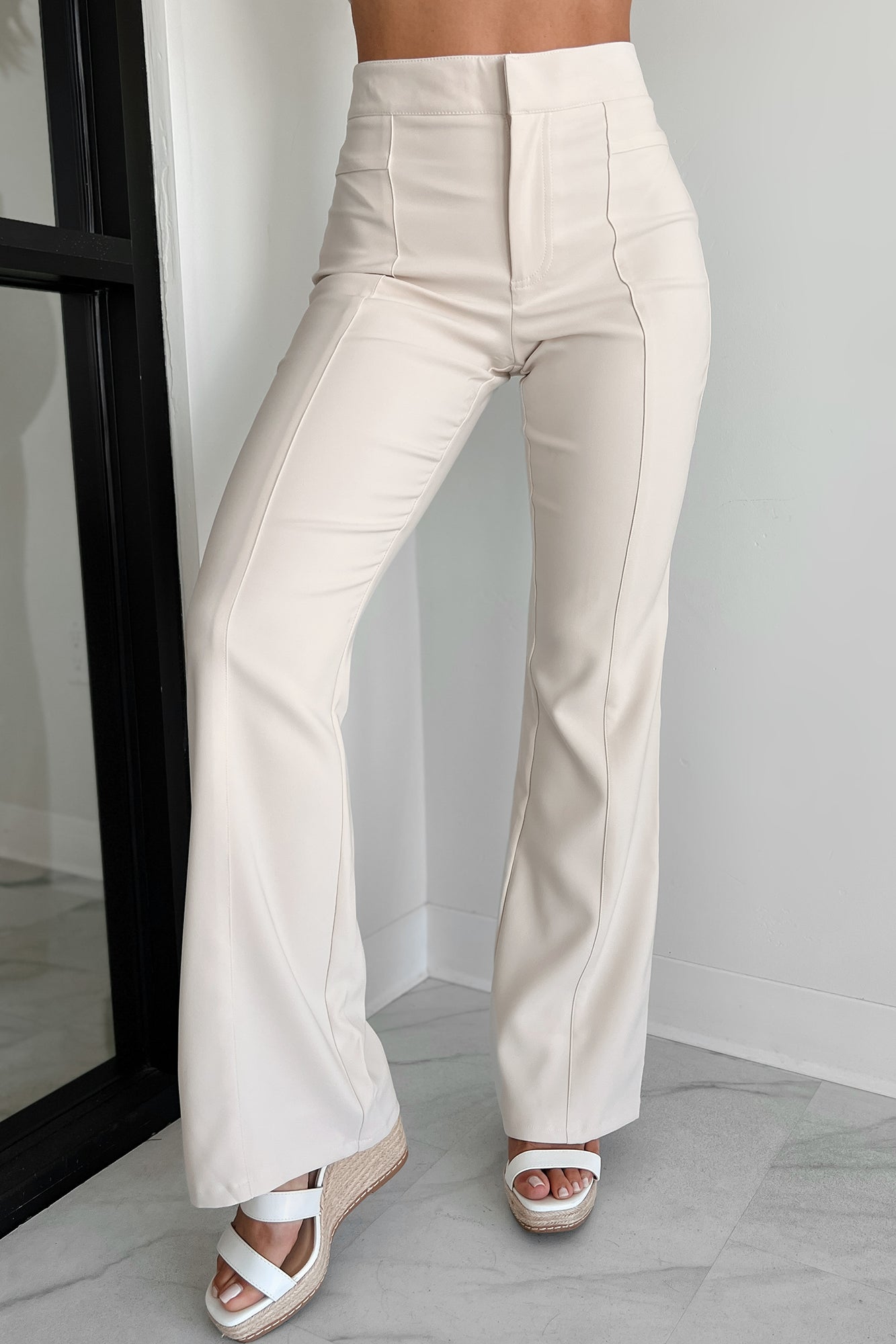 Confident Decisions High Waist Dress Pant (Cream)-The Formal Wear