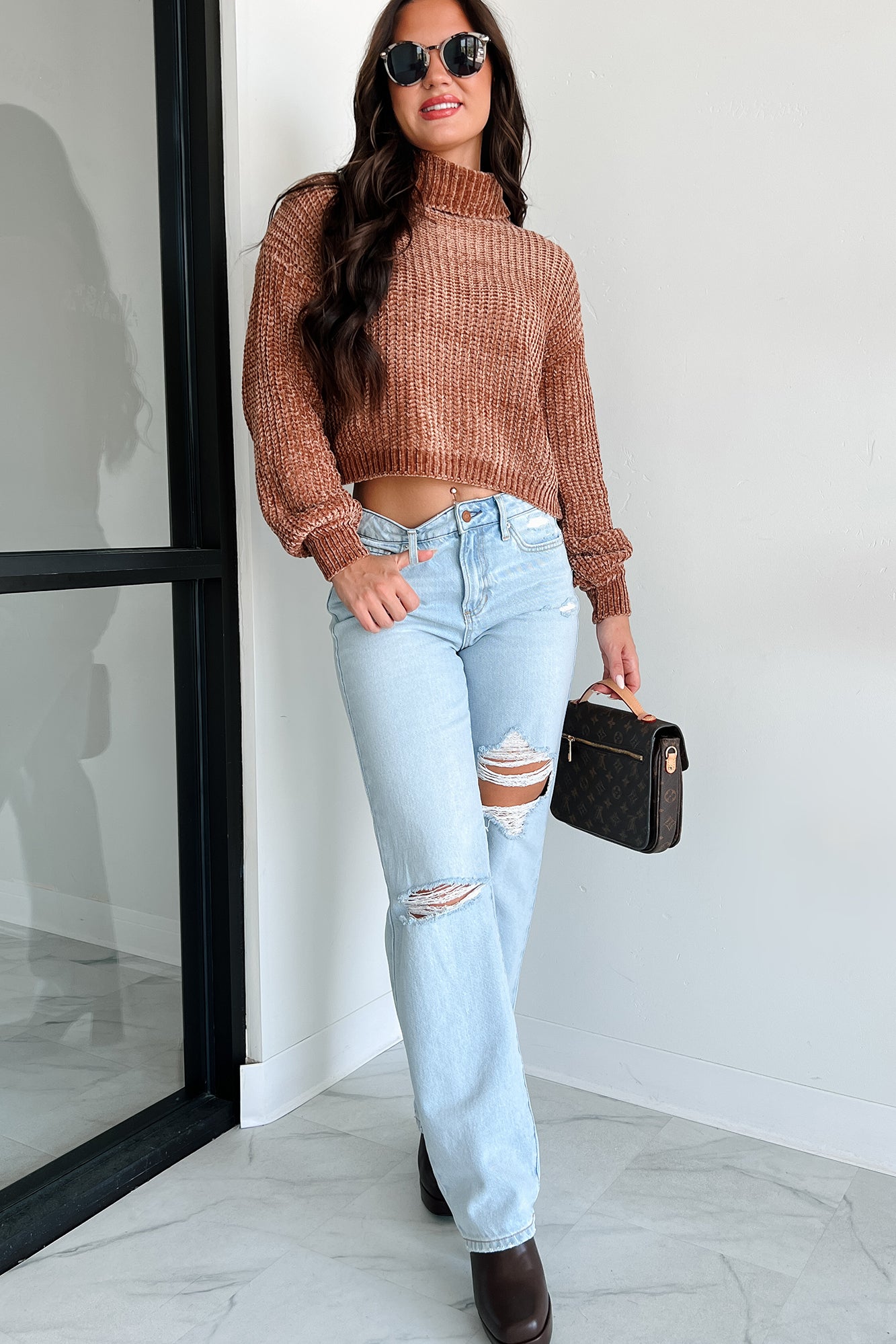 Autumn Comforts Zenana Chenille Sweater (Deep Camel)-The Formal Wear